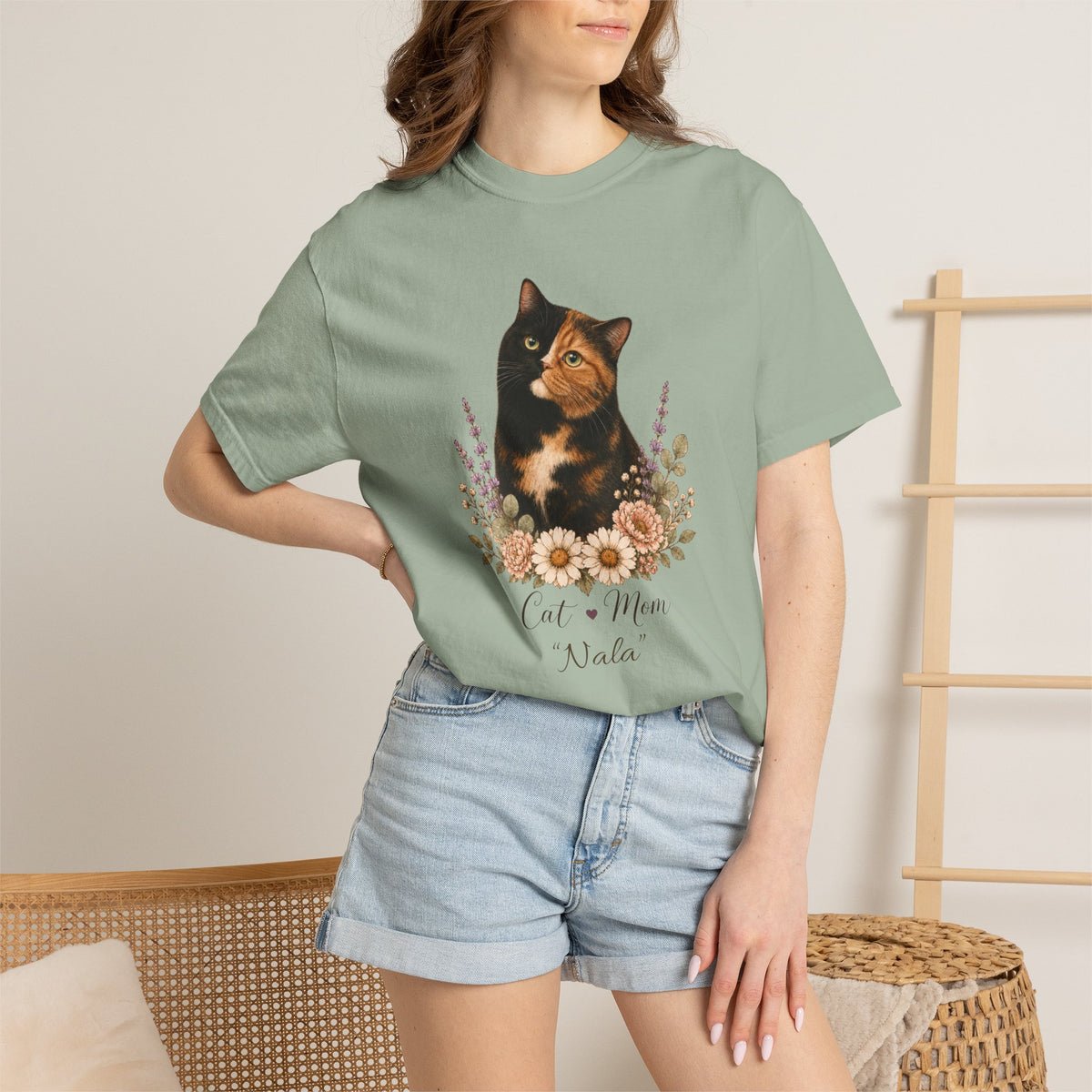 Personalized Calico Cat Mom Comfort Colors® T-Shirt