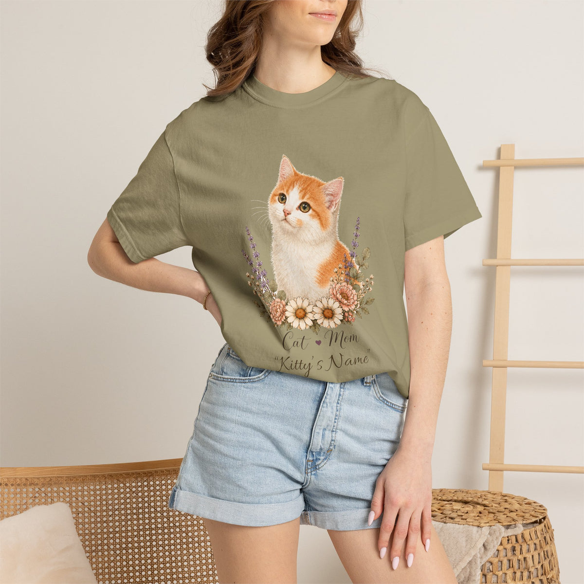 Personalized Orange and White Cat Comfort Colors® T-Shirt