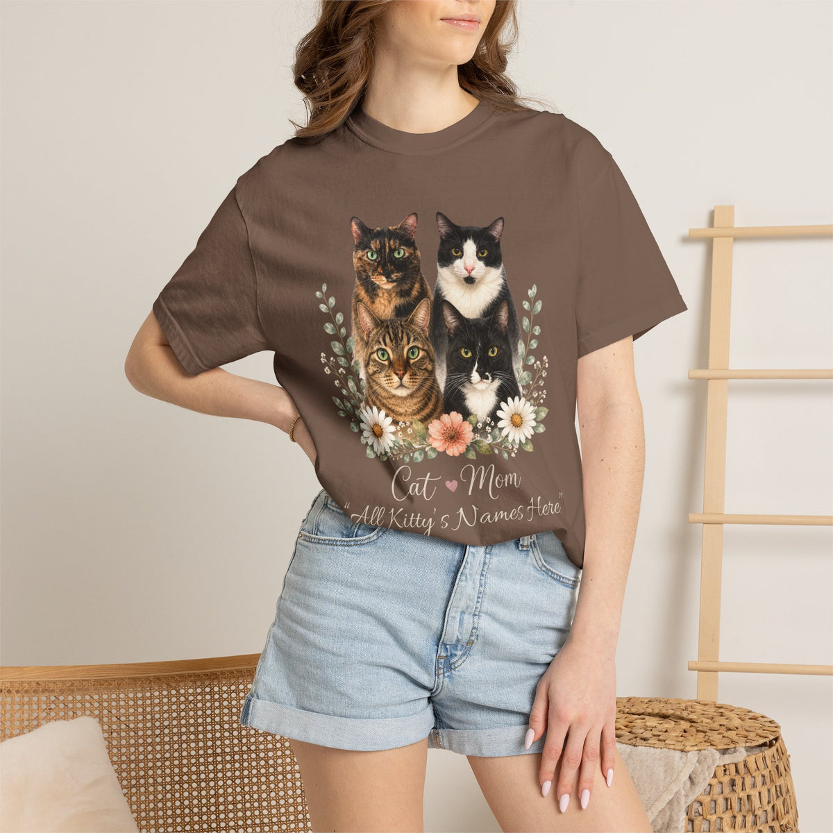 Personalized Multi-Cat Mom Comfort Colors® T-Shirt
