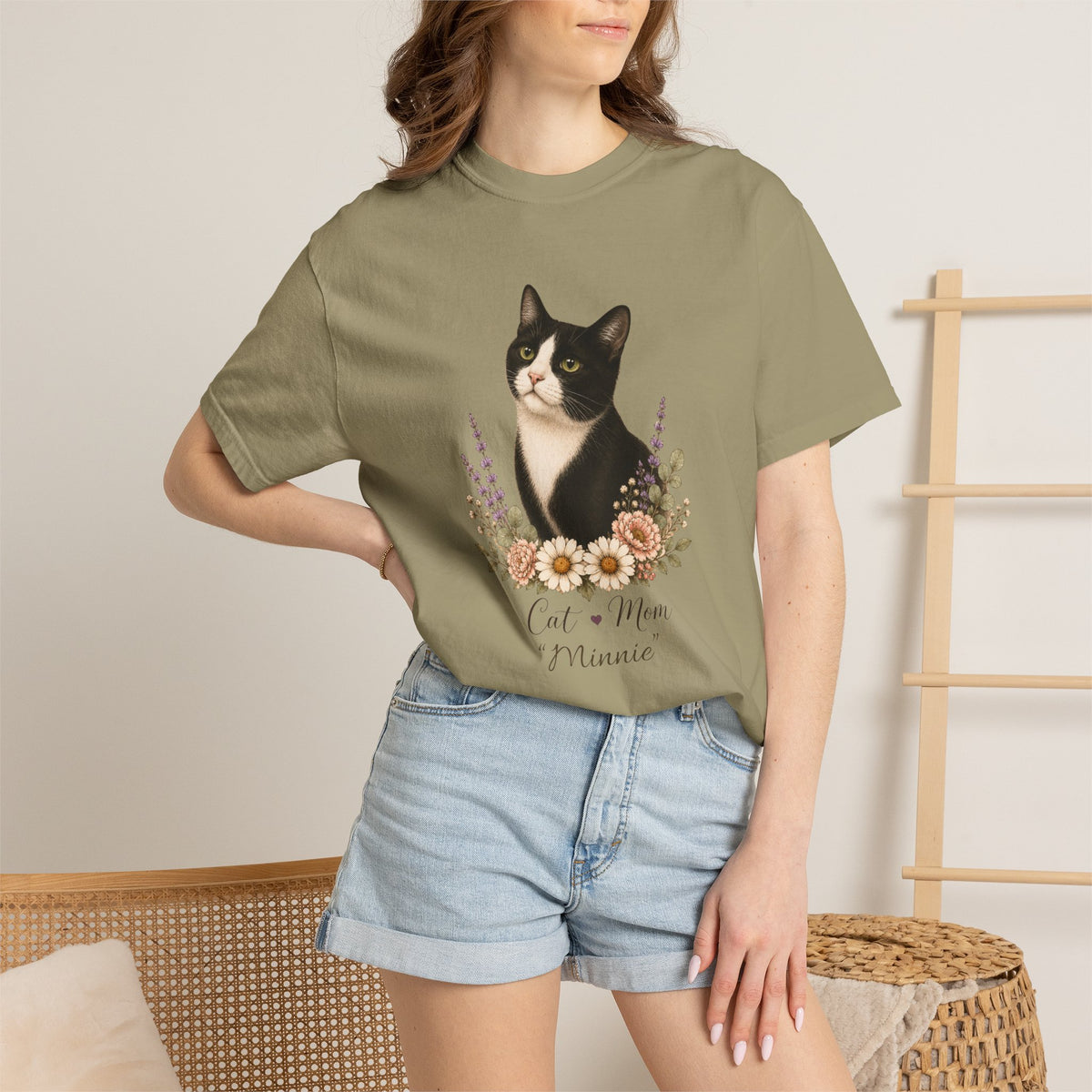 Personalized Tuxedo Cat Mom Comfort Colors® T-Shirt