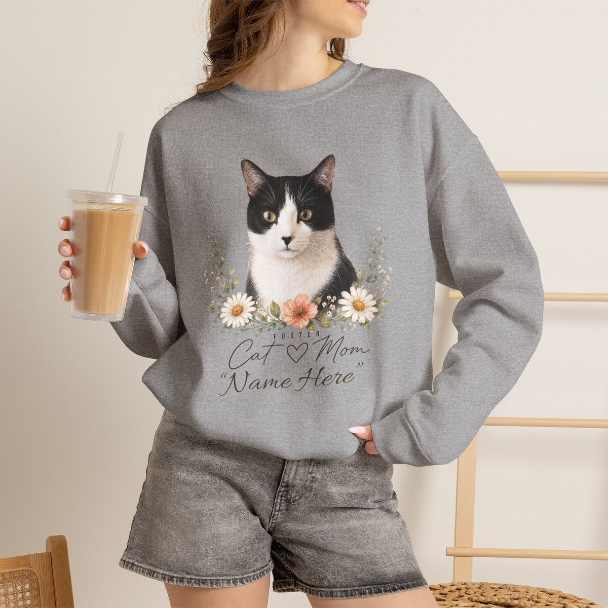 Personalized Foster Cat Mom Gildan® Sweatshirt