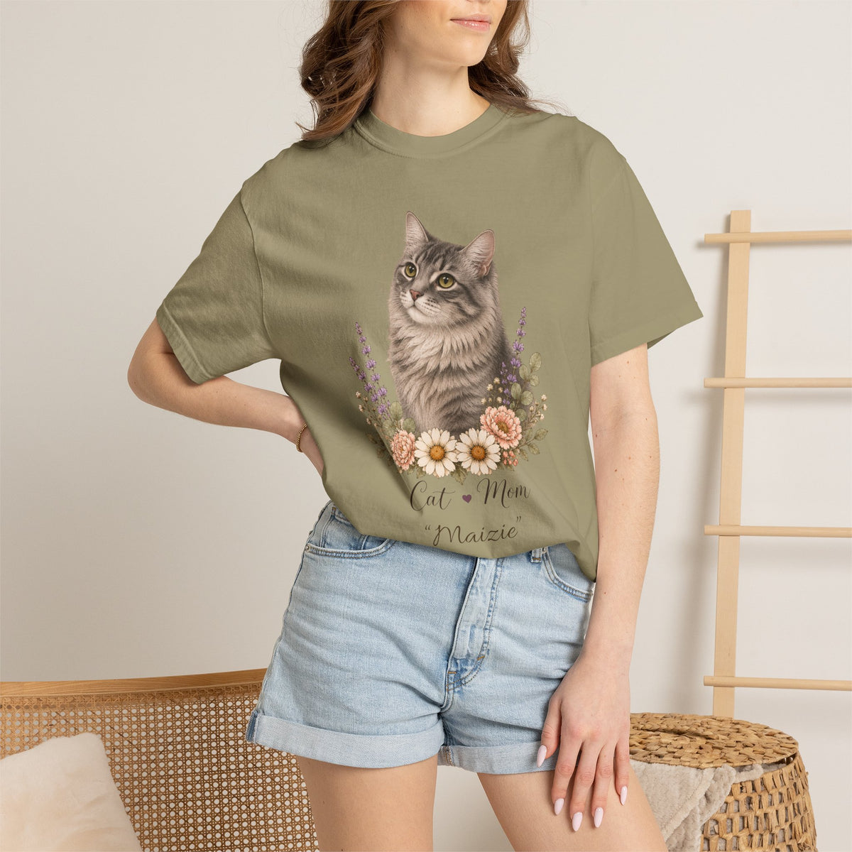 Personalized Silver Tabby Cat Comfort Colors® T-Shirt