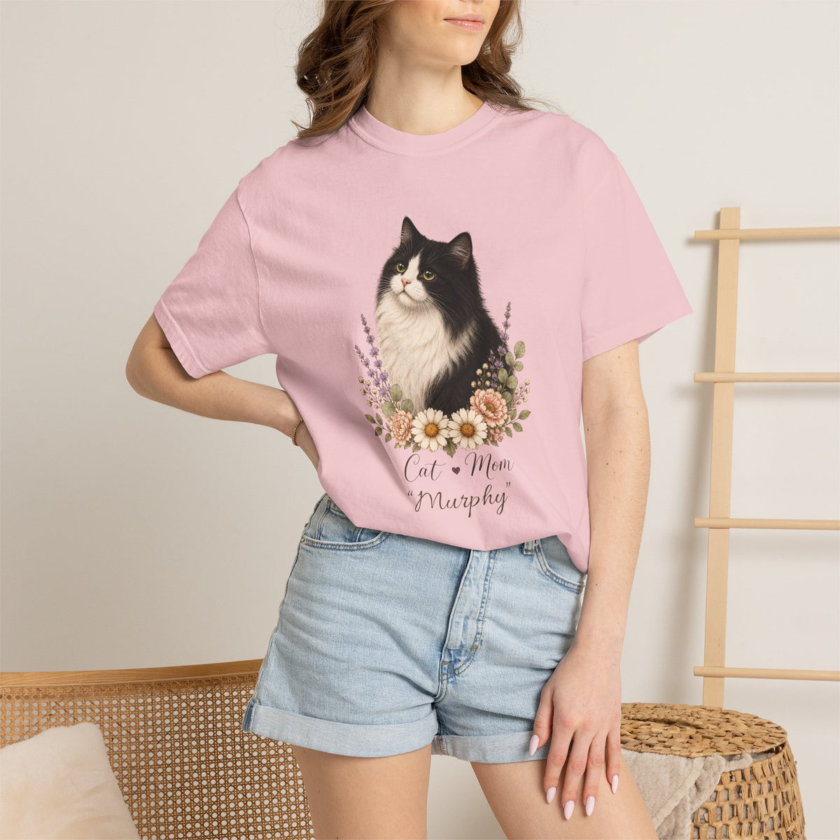 Personalized Tuxedo Cat Mom Comfort Colors® T-Shirt