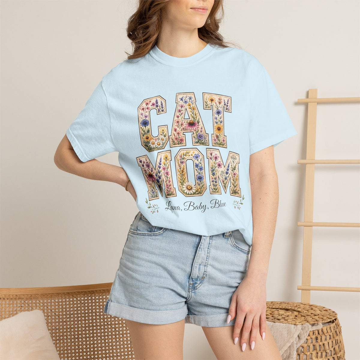 Personalized Collegiate Cat Mom Comfort Colors® T-Shirt