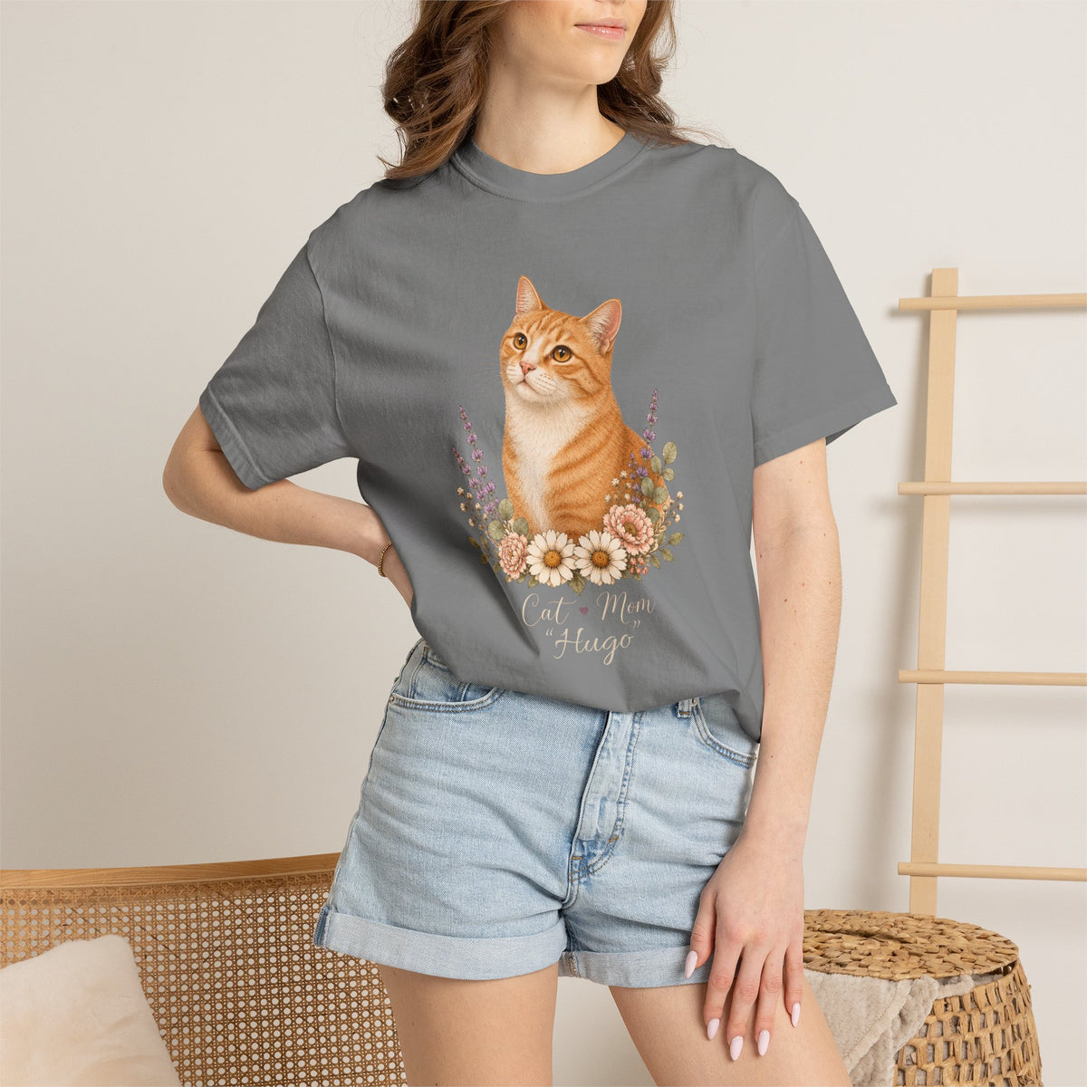 Personalized Orange Tabby Cat Mom Comfort Colors® T-Shirt
