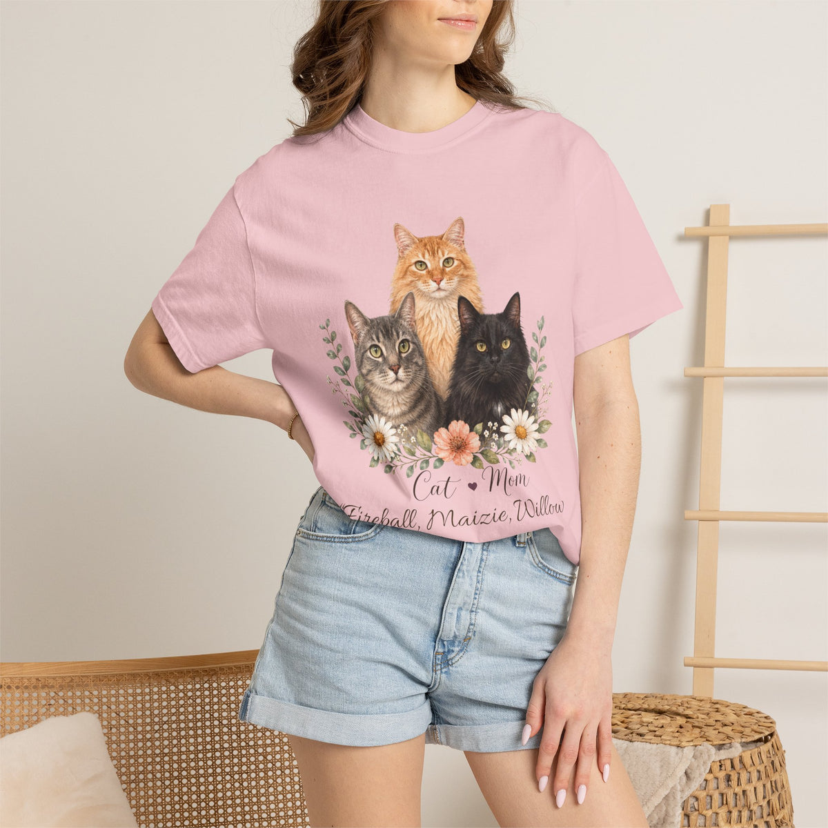 Personalized Multi-Cat Mom Comfort Colors® T-Shirt