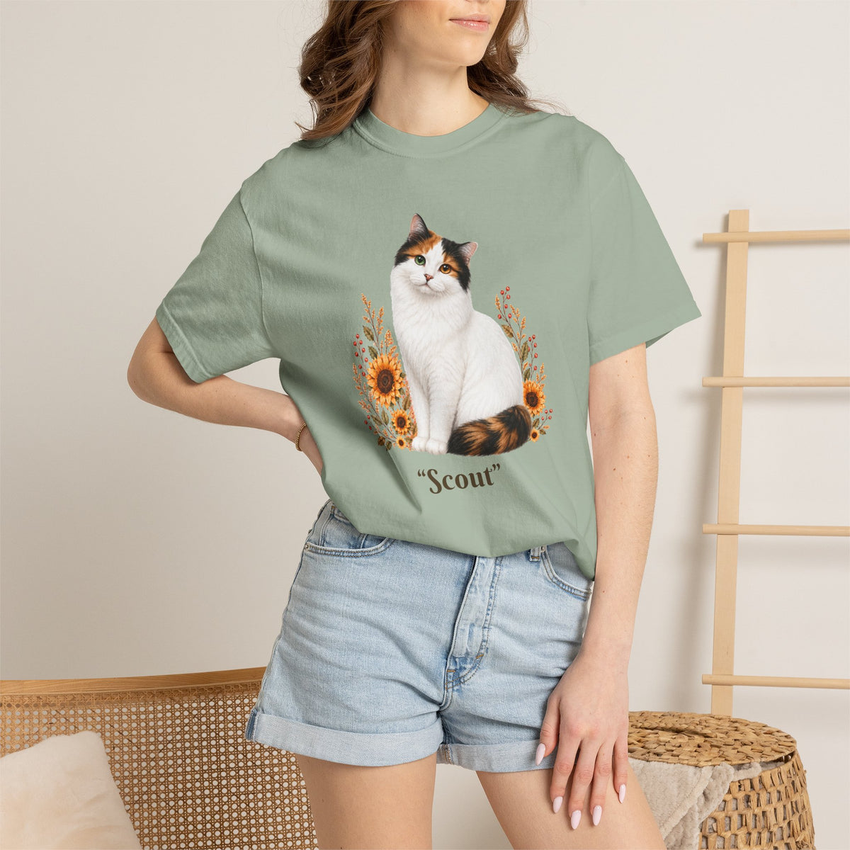 Personalized Turkish Van Cat Sunflower Comfort Colors® T-Shirt