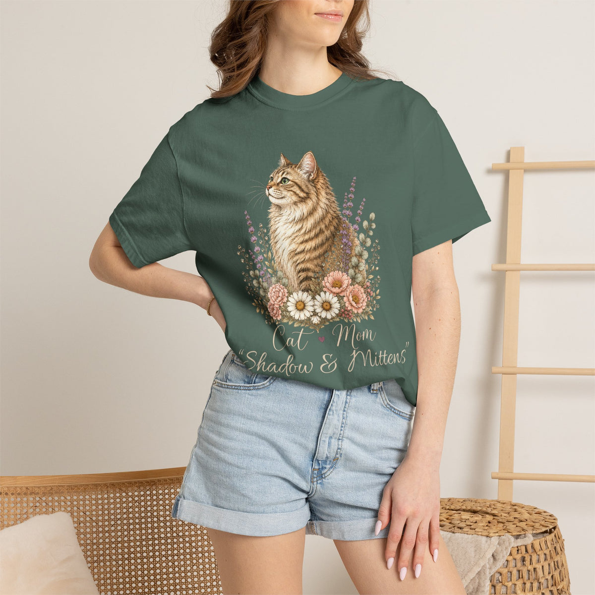 Personalized Brown Tabby Cat Mom Comfort Colors® T-Shirt