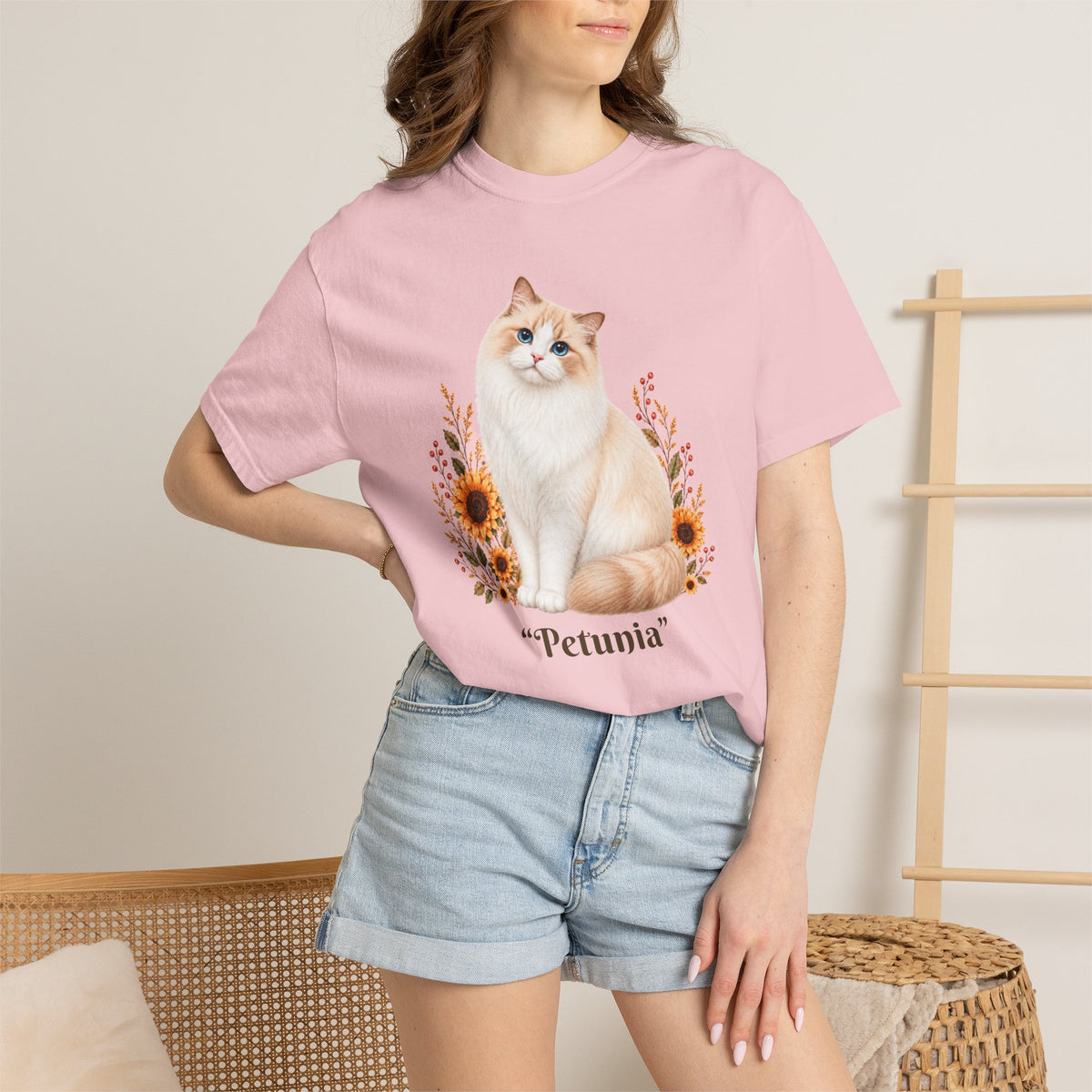 Personalized Ragdoll Cat Sunflower Comfort Colors® T-Shirt
