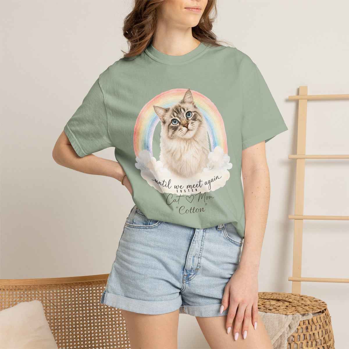 Personalized Rainbow Memorial Foster Cat Mom Comfort Colors® T-Shirt