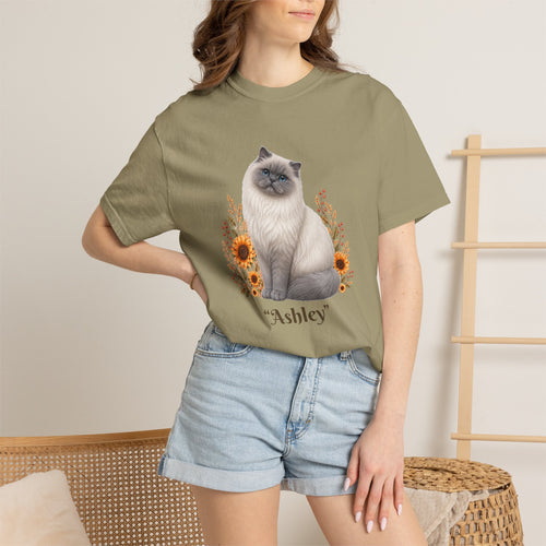 Personalized Blue Point Himalayen Cat Sunflower Comfort Colors® T-Shirt