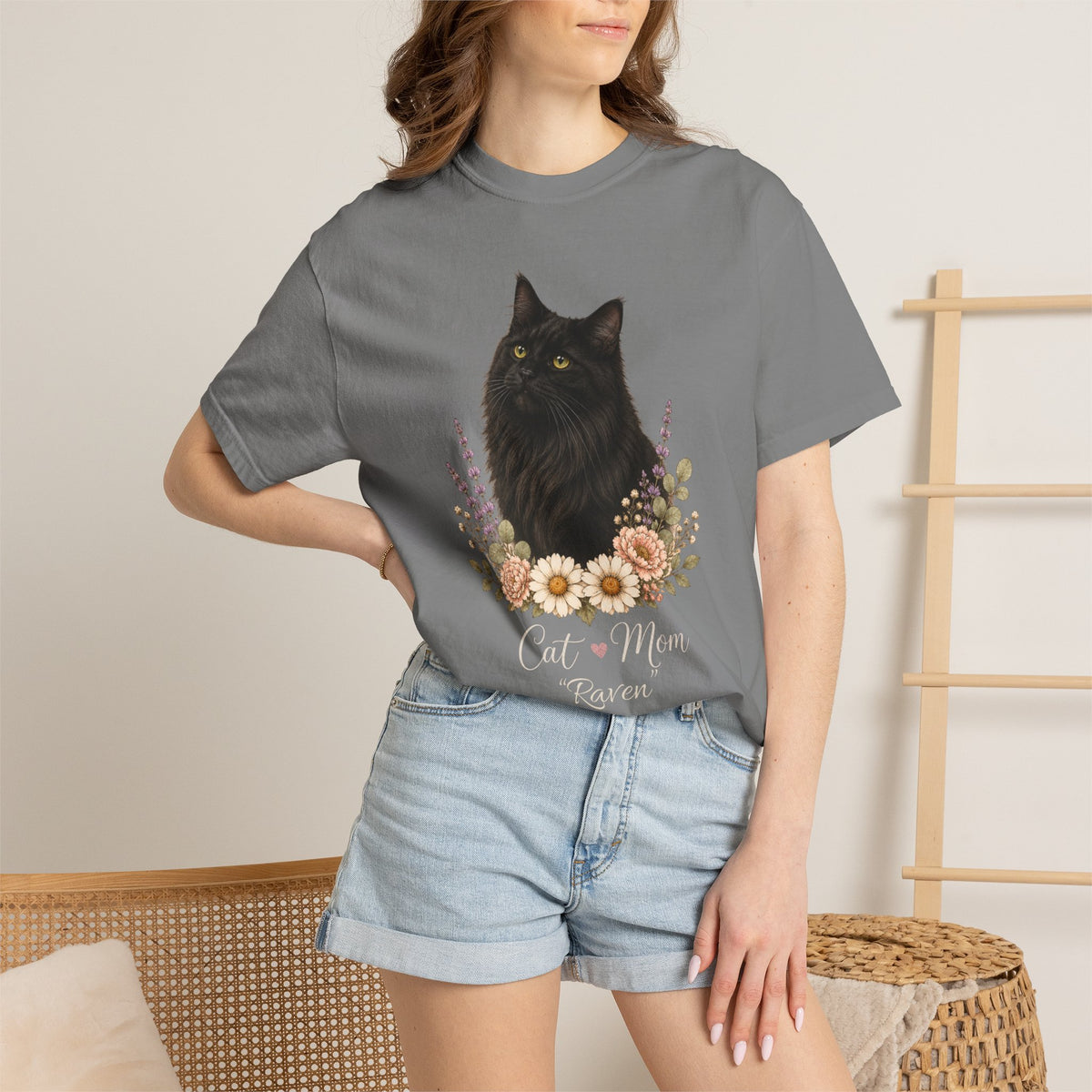Personalized Black Maine Coon Cat Mom Comfort Colors® T-Shirt