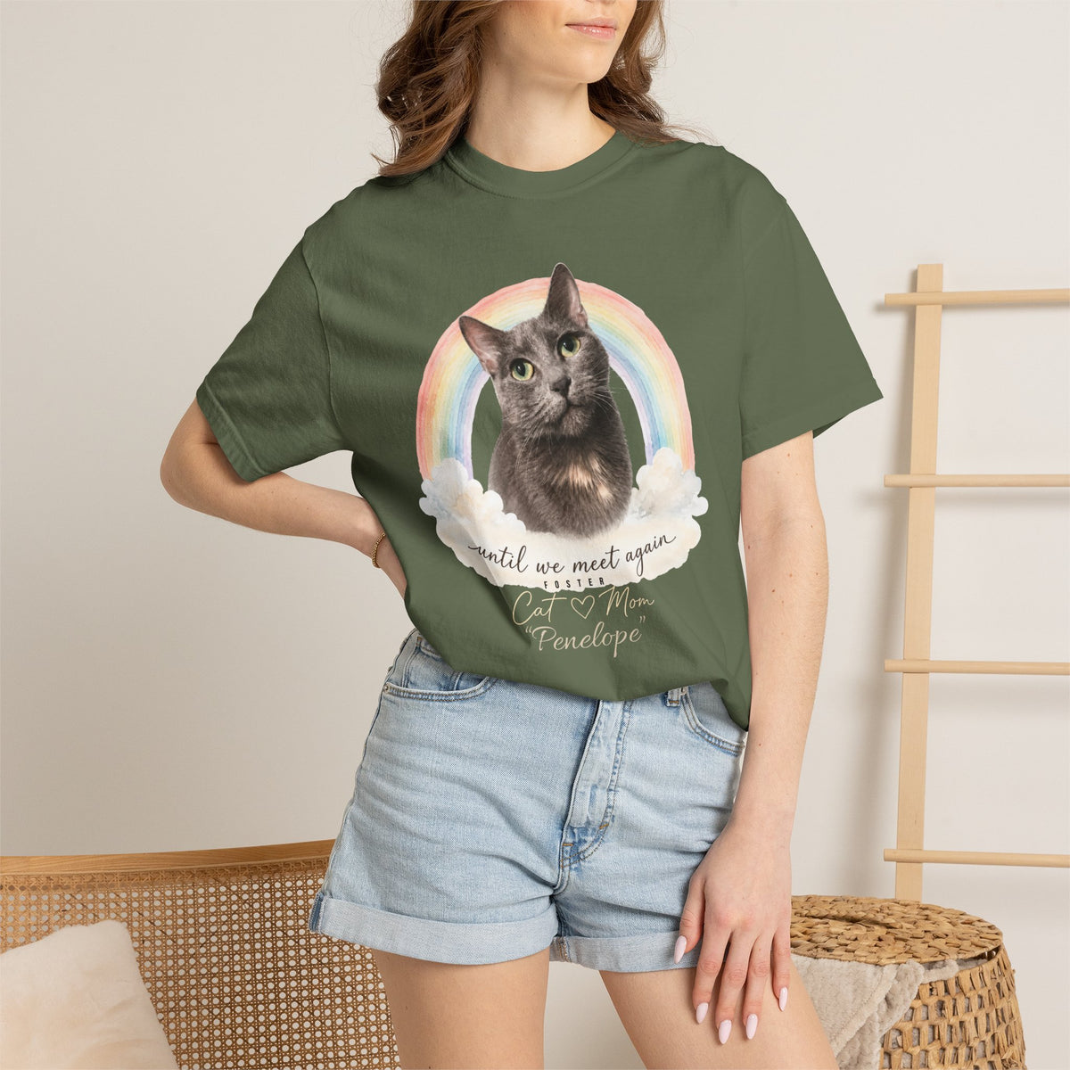 Personalized Rainbow Memorial Foster Cat Mom Comfort Colors® T-Shirt