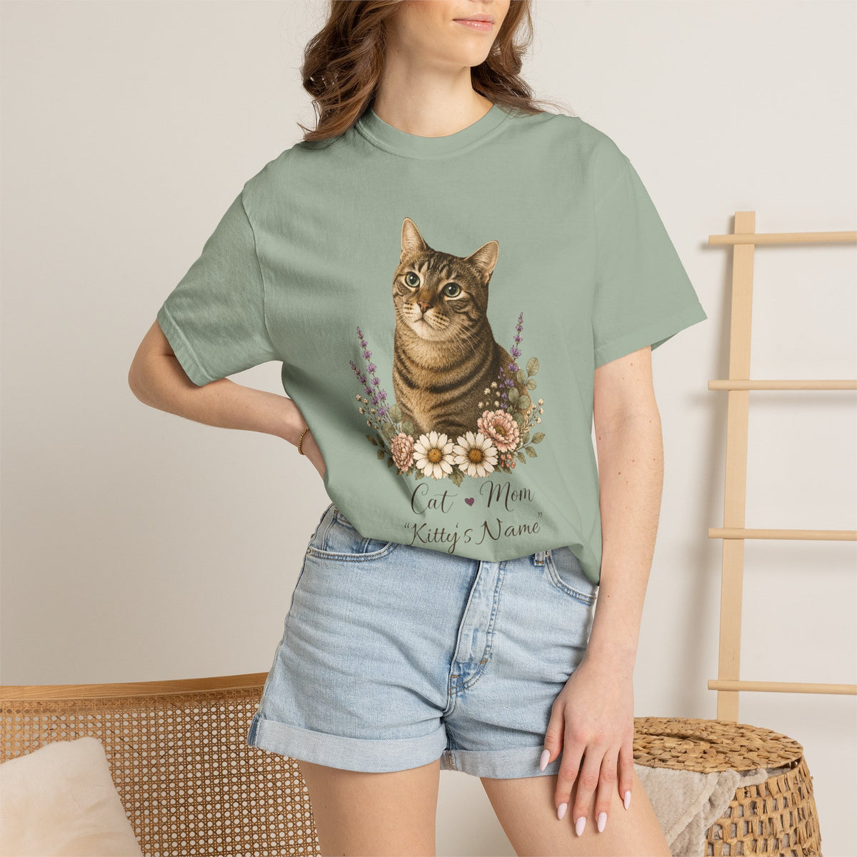 Personalized Brown Tabby Cat Comfort Colors® T-Shirt