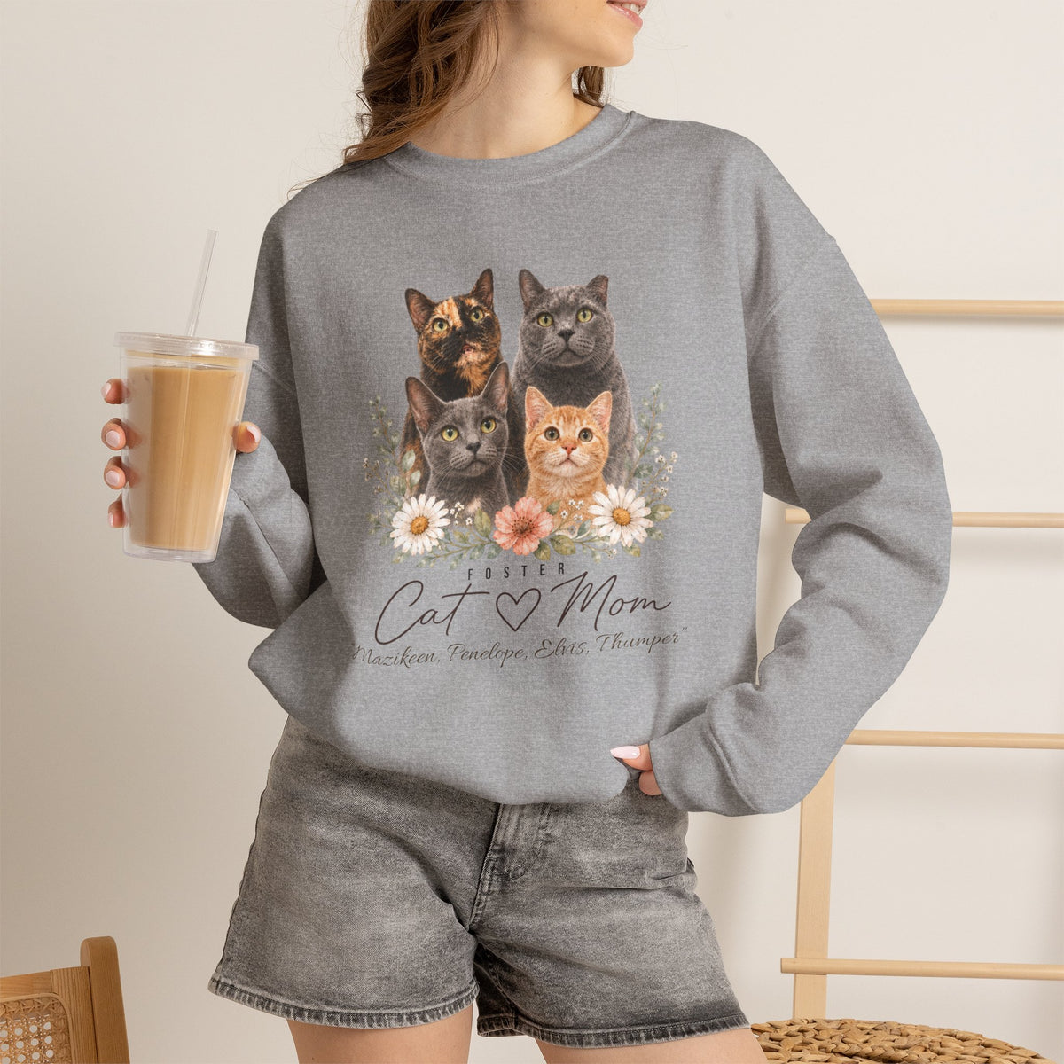 Personalized Foster Cat Mom Gildan® Sweatshirt