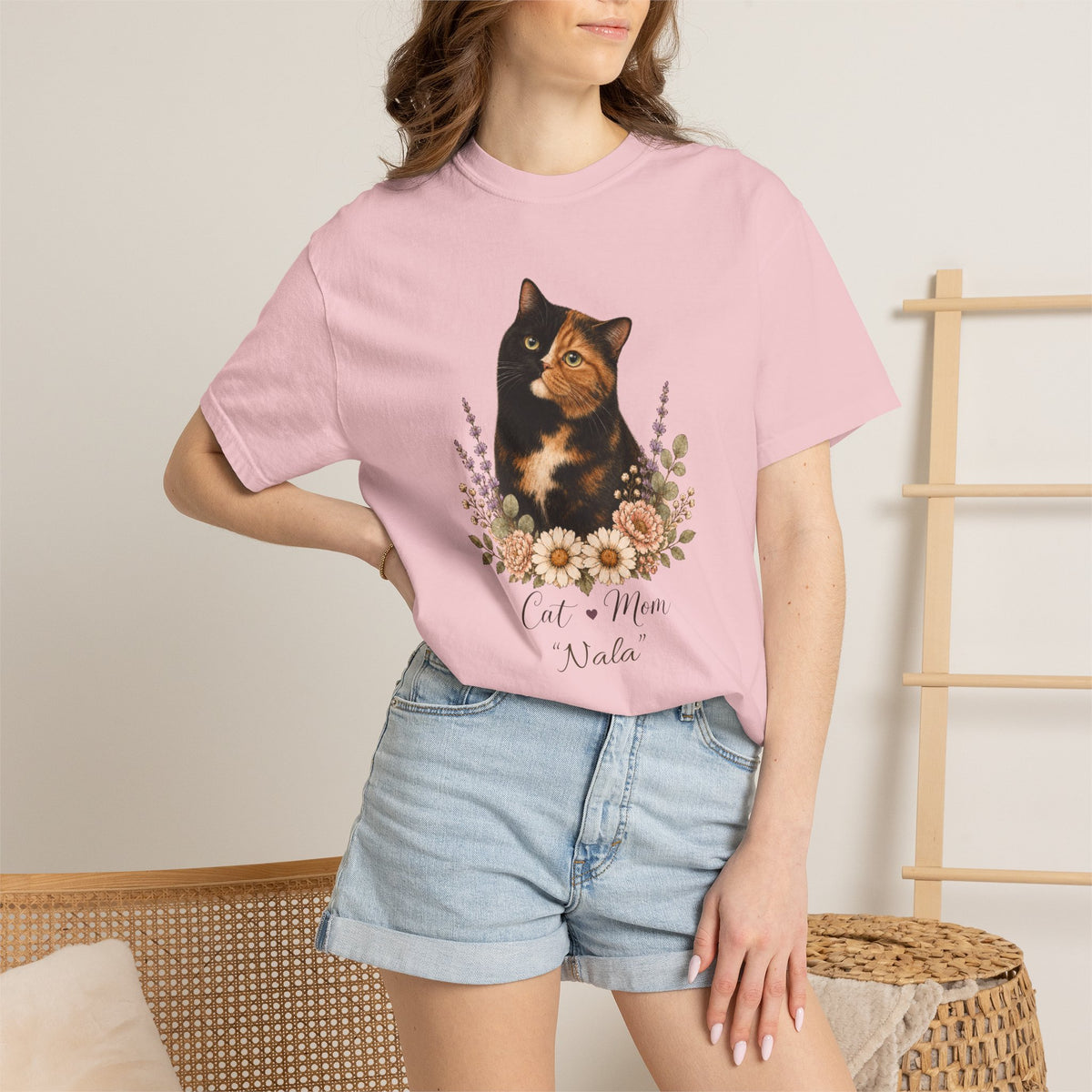 Personalized Calico Cat Mom Comfort Colors® T-Shirt