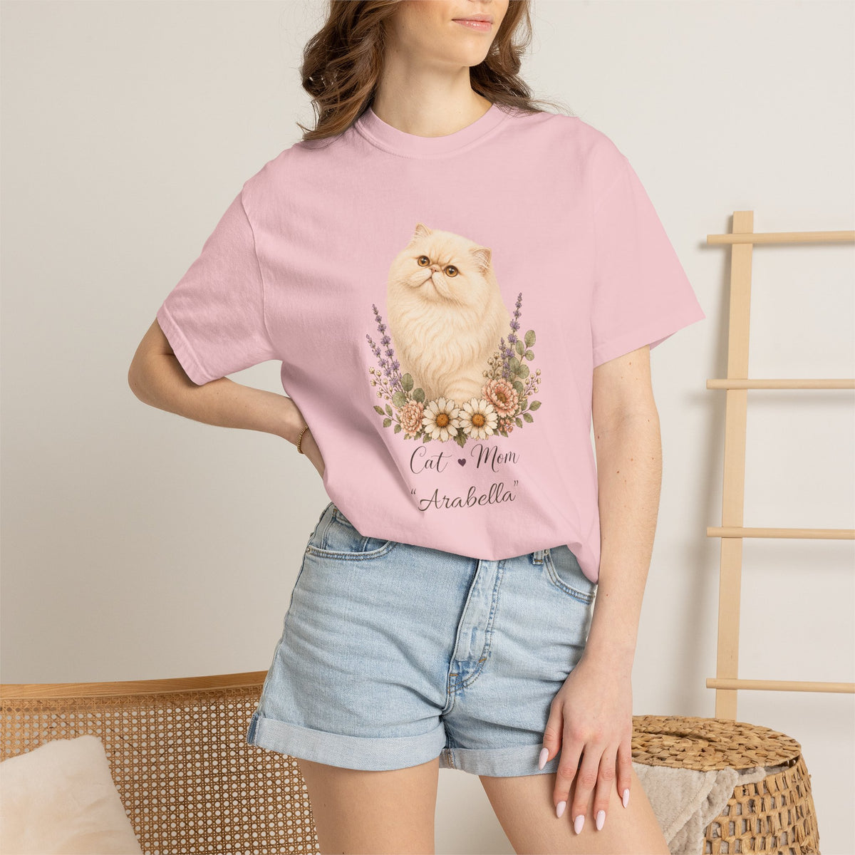 Personalized Cream Persian Cat Mom Comfort Colors® T-Shirt