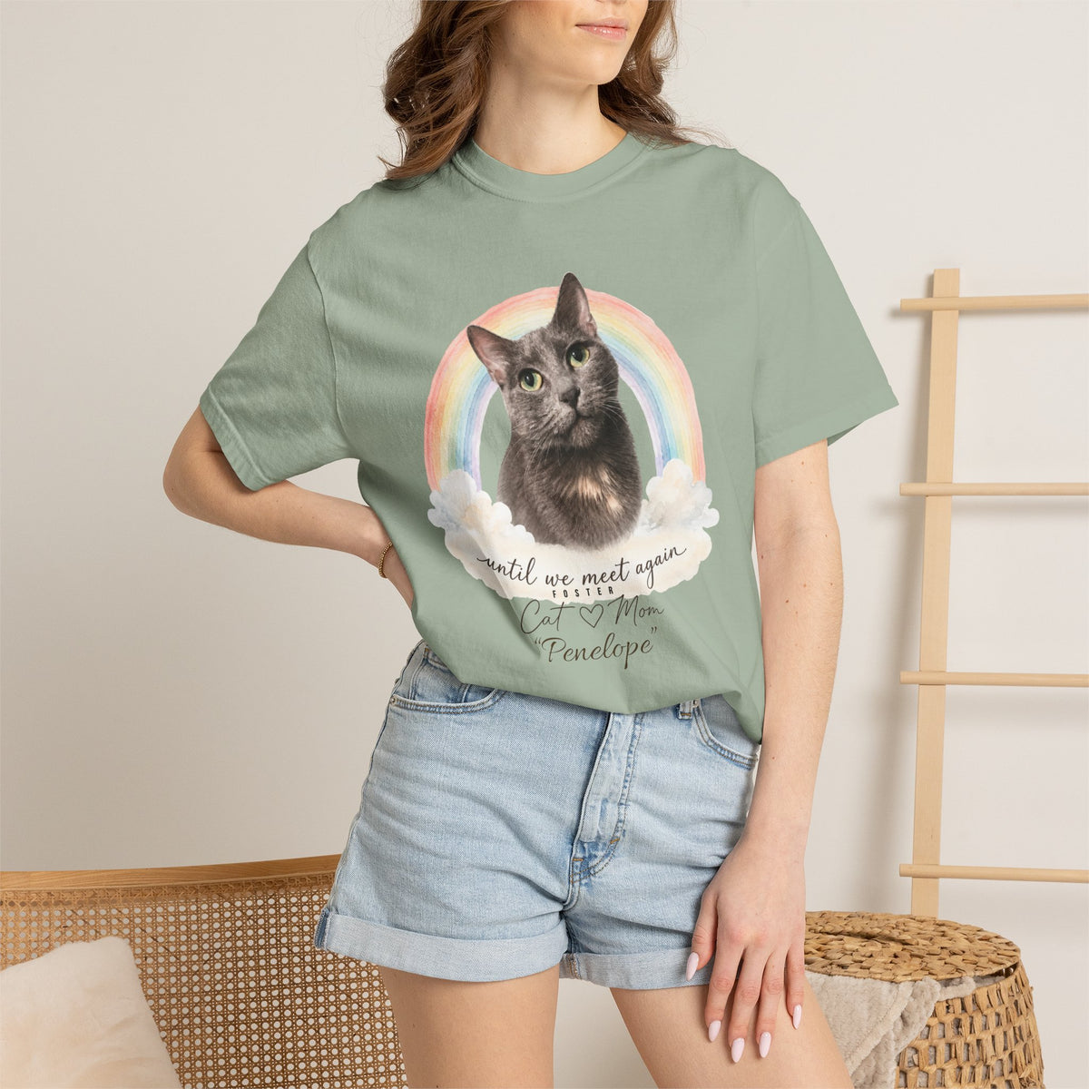 Personalized Rainbow Memorial Foster Cat Mom Comfort Colors® T-Shirt