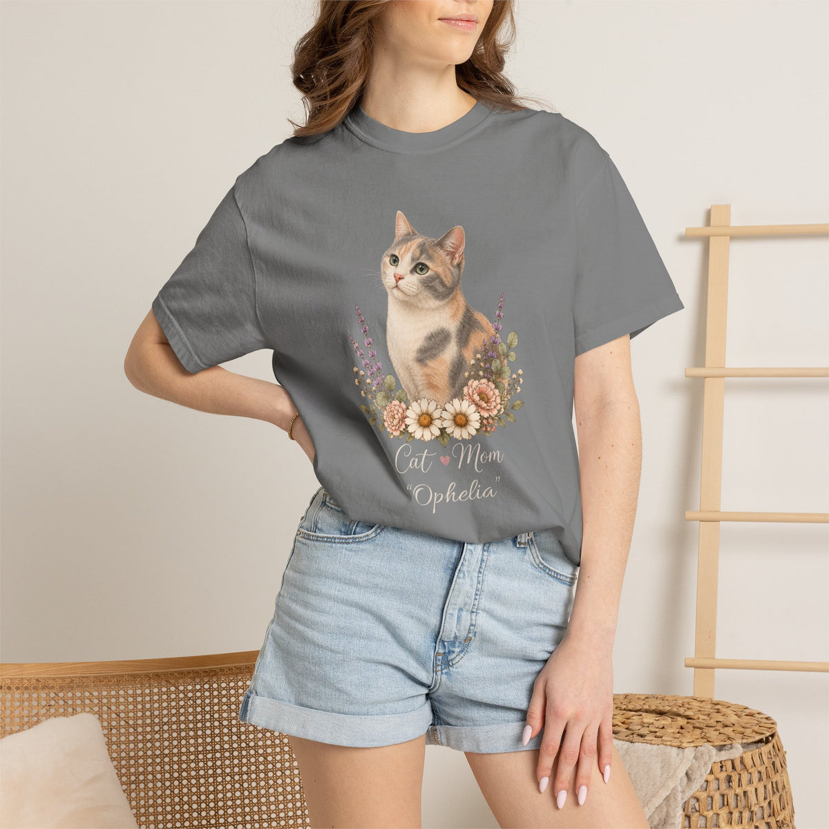 Personalized Dilute Calico Cat Mom Comfort Colors® T-Shirt