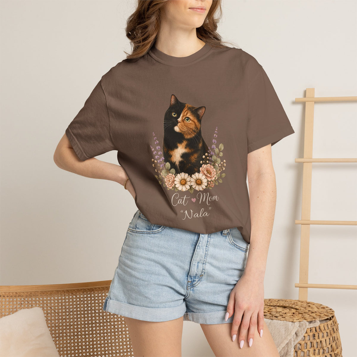 Personalized Calico Cat Mom Comfort Colors® T-Shirt
