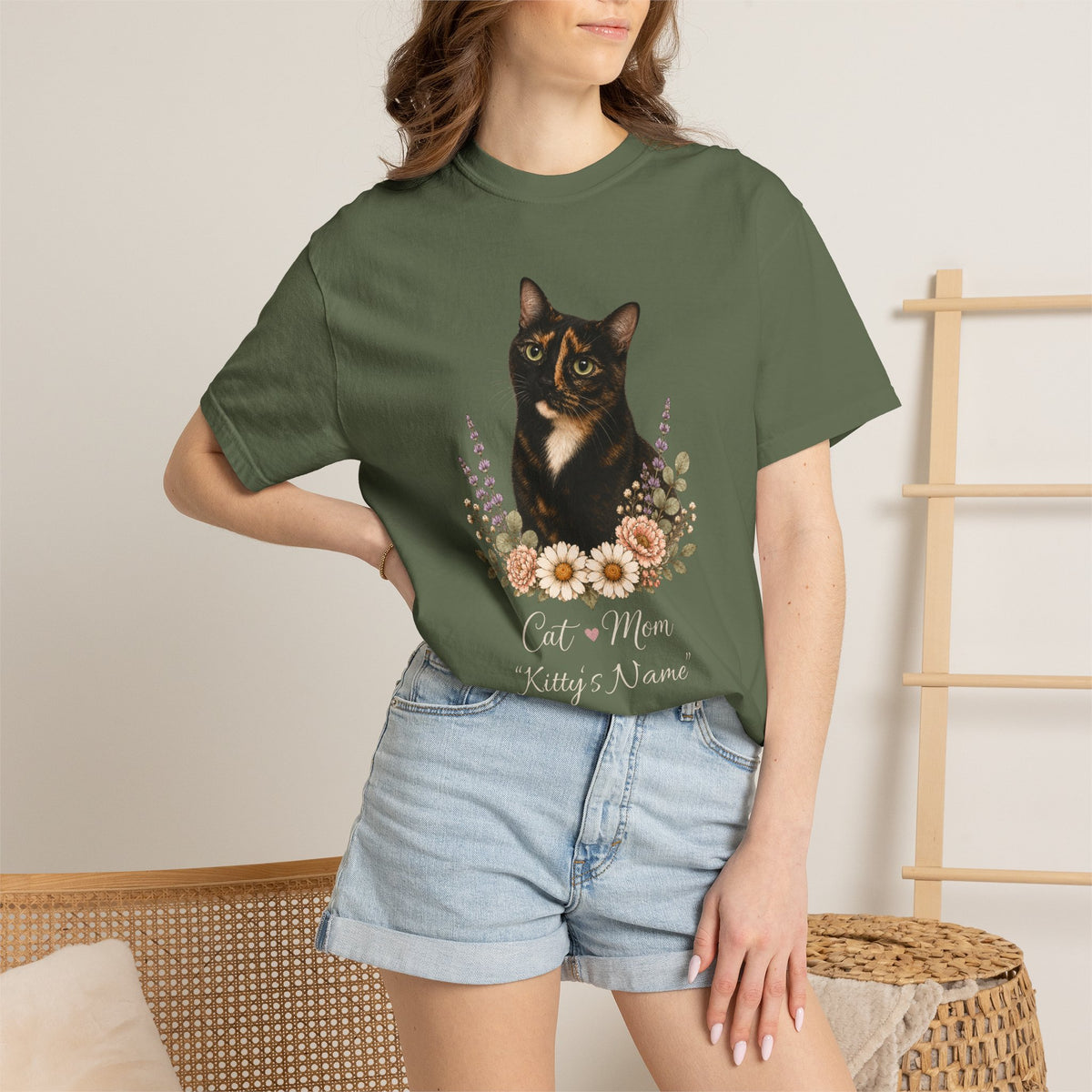 Personalized Tortoiseshell Cat Comfort Colors® T-Shirt