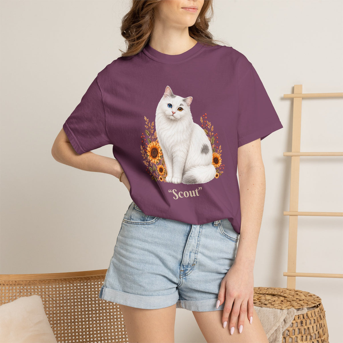 Personalized Turkish Van Cat Sunflower Comfort Colors® T-Shirt