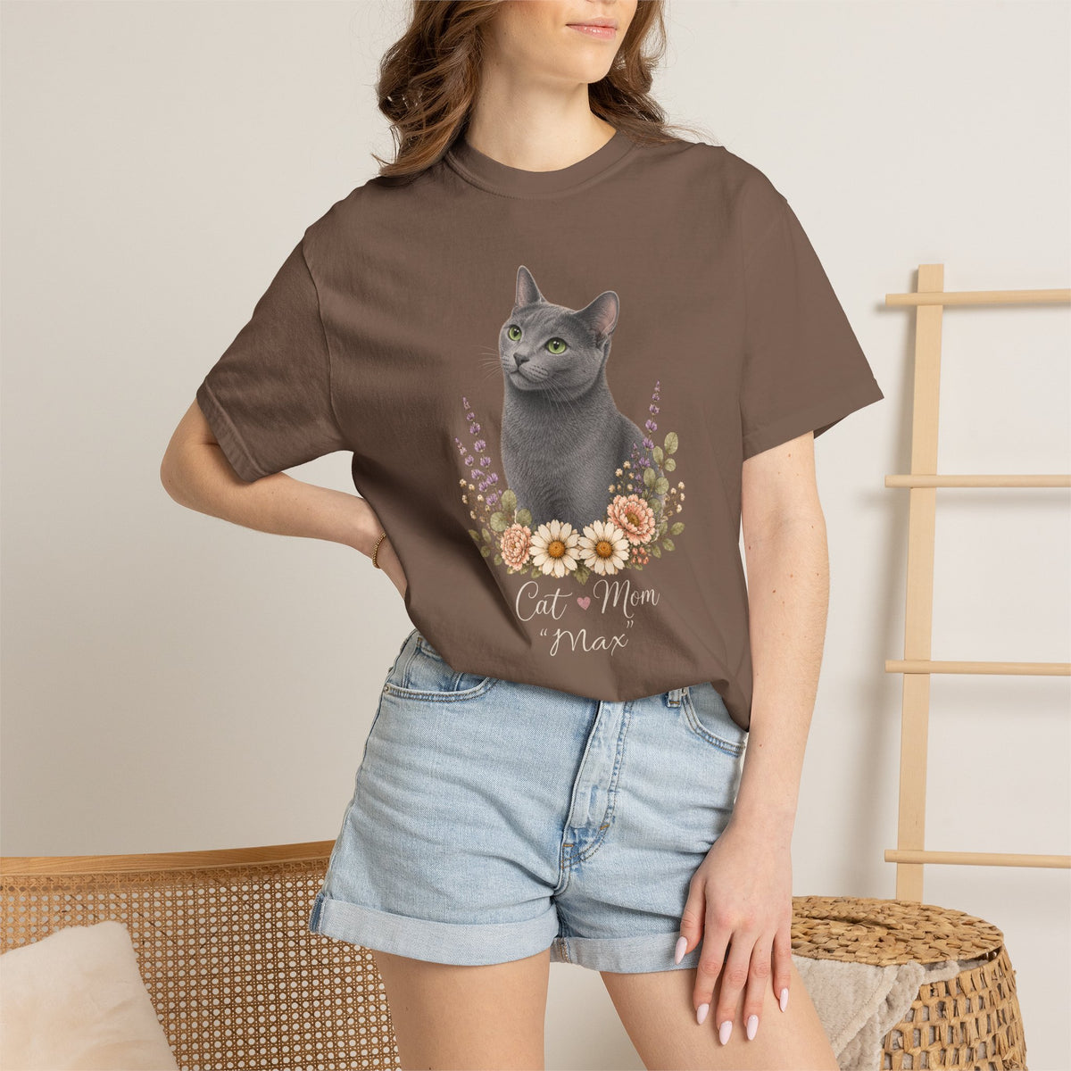 Personalized Russian Blue Cat Mom Comfort Colors® T-Shirt