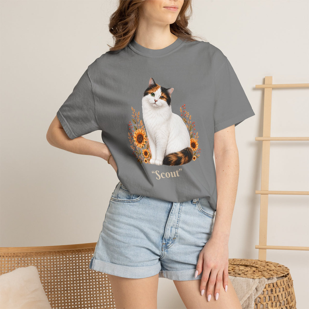 Personalized Turkish Van Cat Sunflower Comfort Colors® T-Shirt