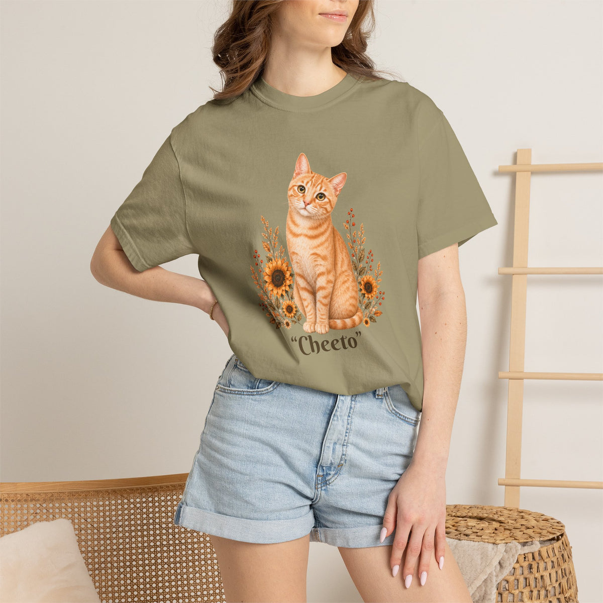 Personalized Orange Cat Sunflower Comfort Colors® T-Shirt