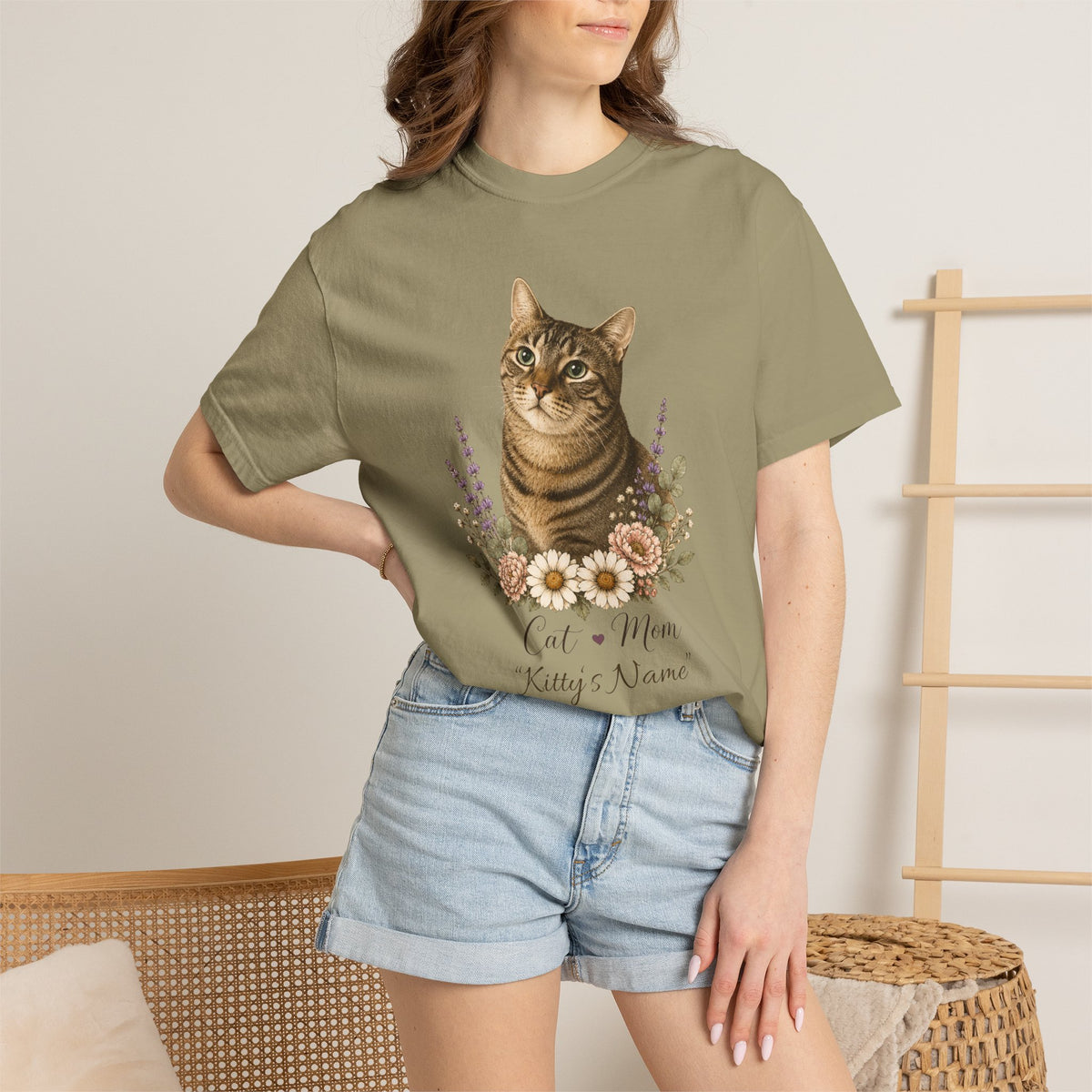 Personalized Brown Tabby Cat Comfort Colors® T-Shirt