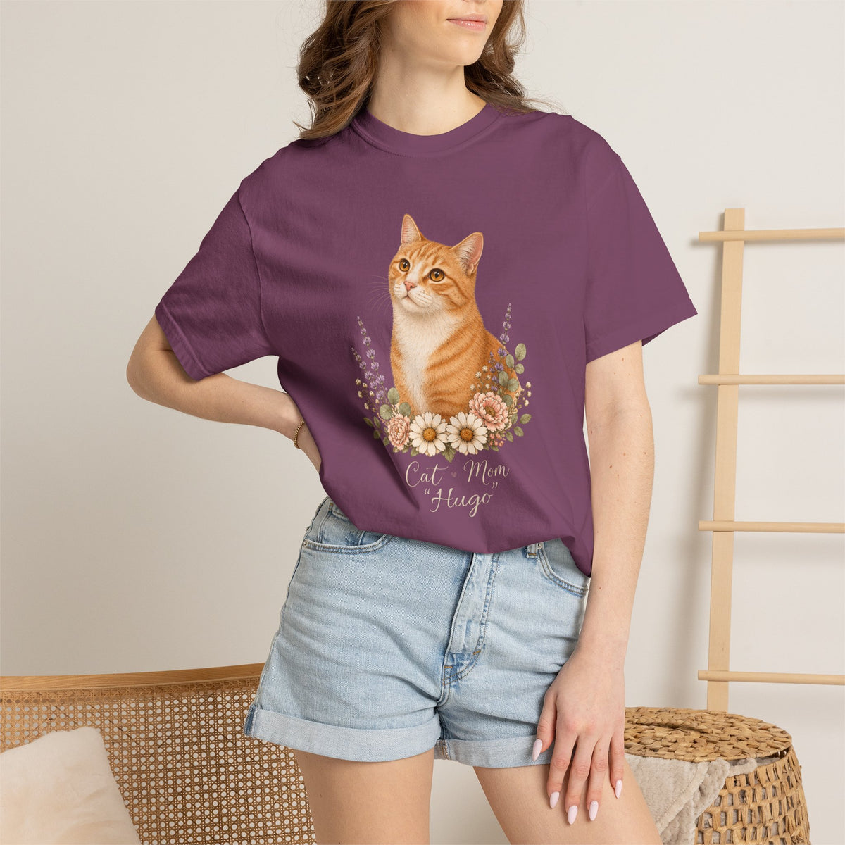 Personalized Orange Tabby Cat Mom Comfort Colors® T-Shirt