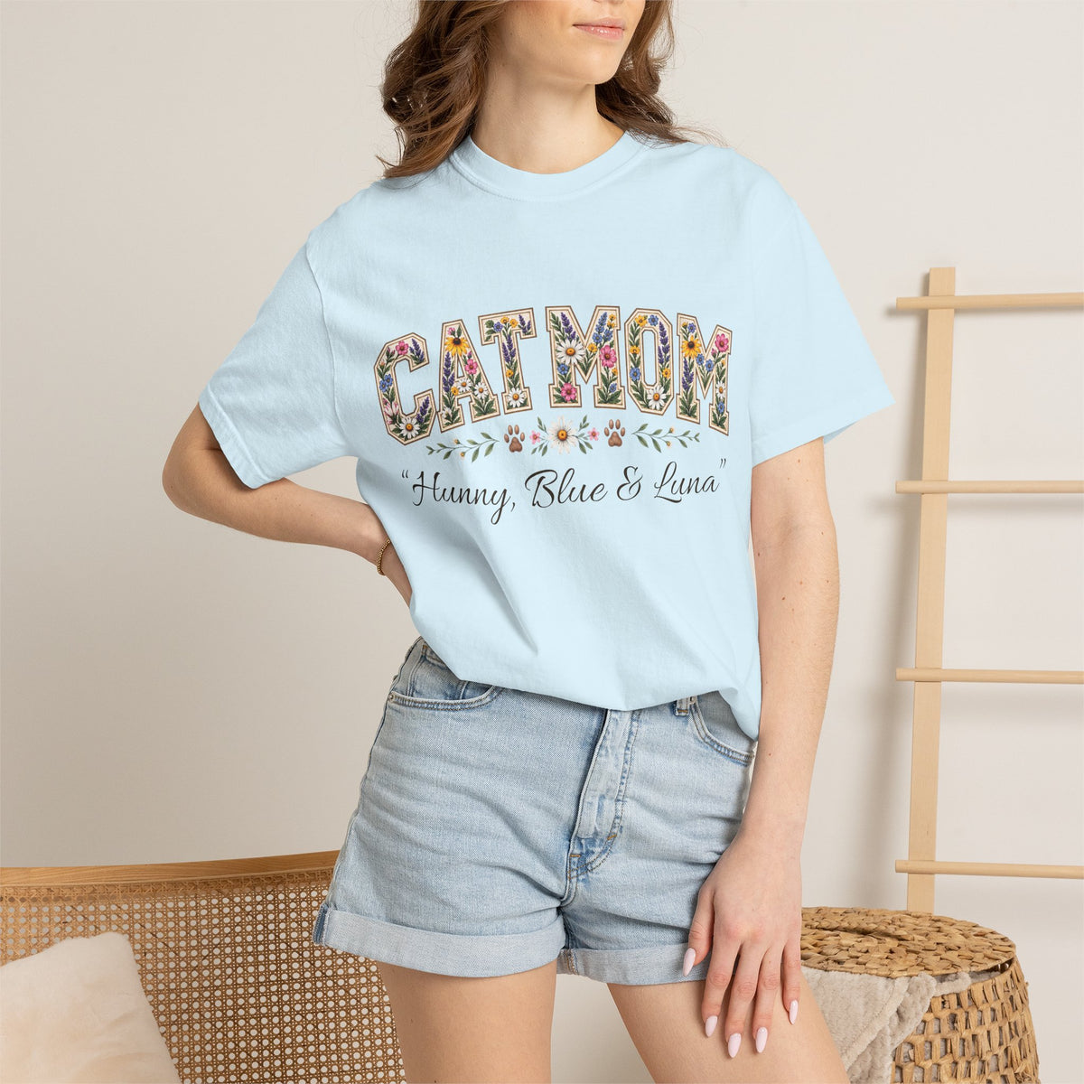 Personalized Collegiate Cat Mom Comfort Colors® T-Shirt