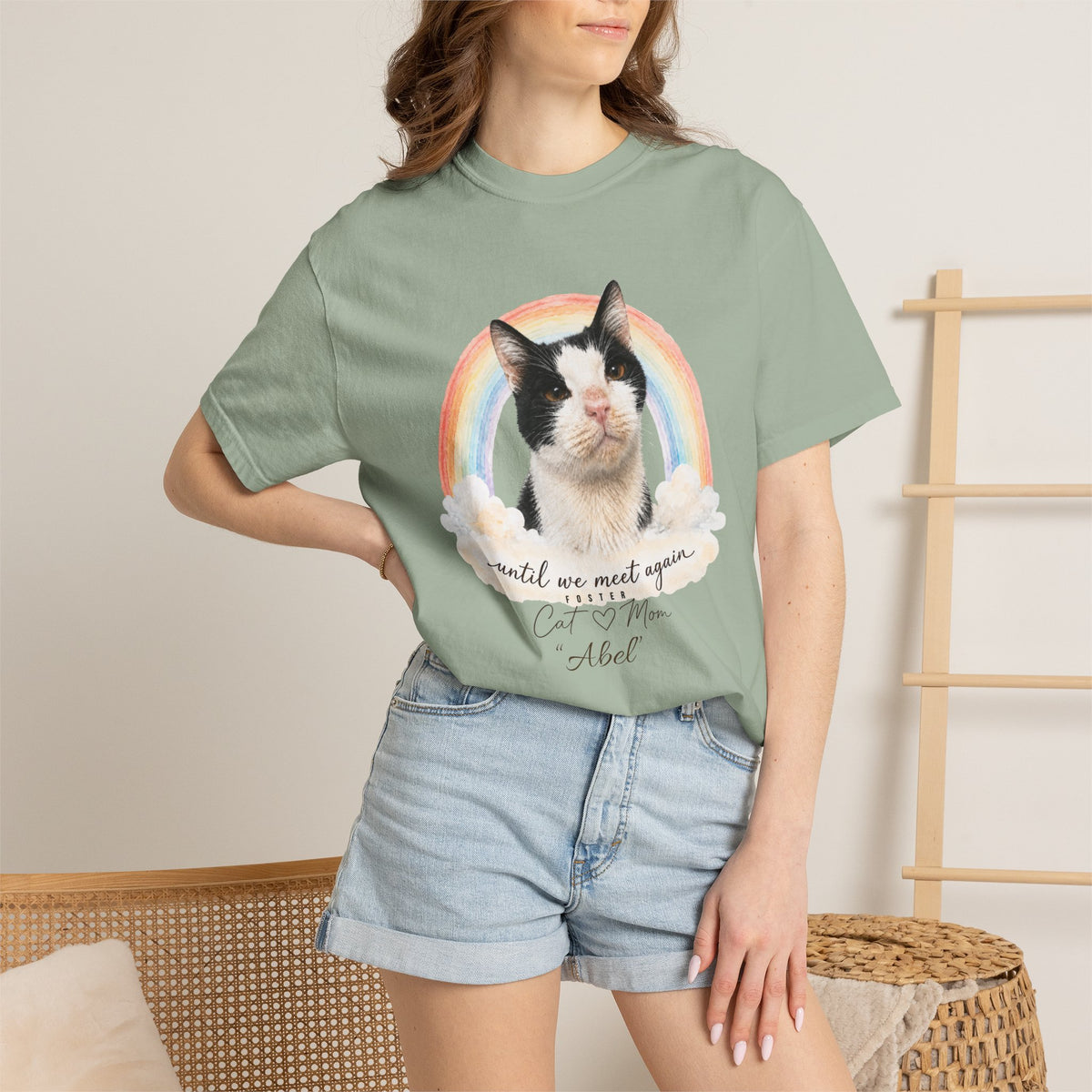 Personalized Rainbow Memorial Foster Cat Mom Comfort Colors® T-Shirt