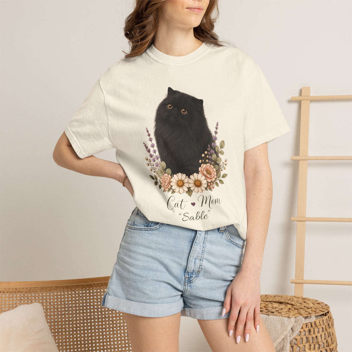 Personalized Black Persian Cat Mom Comfort Colors® T-Shirt