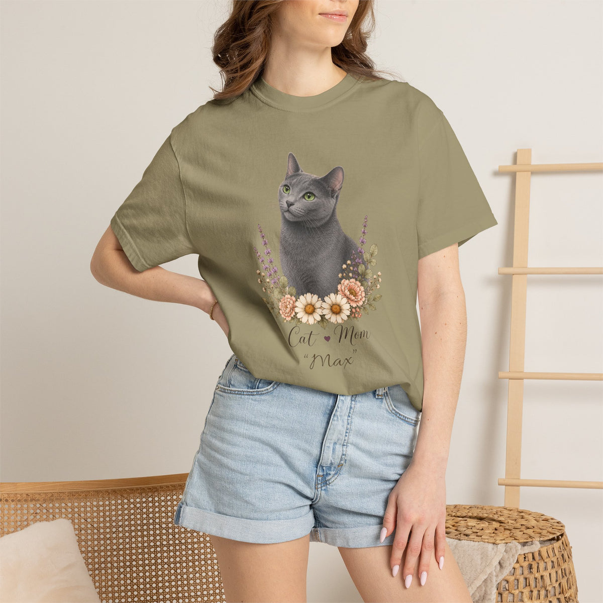 Personalized Russian Blue Cat Mom Comfort Colors® T-Shirt