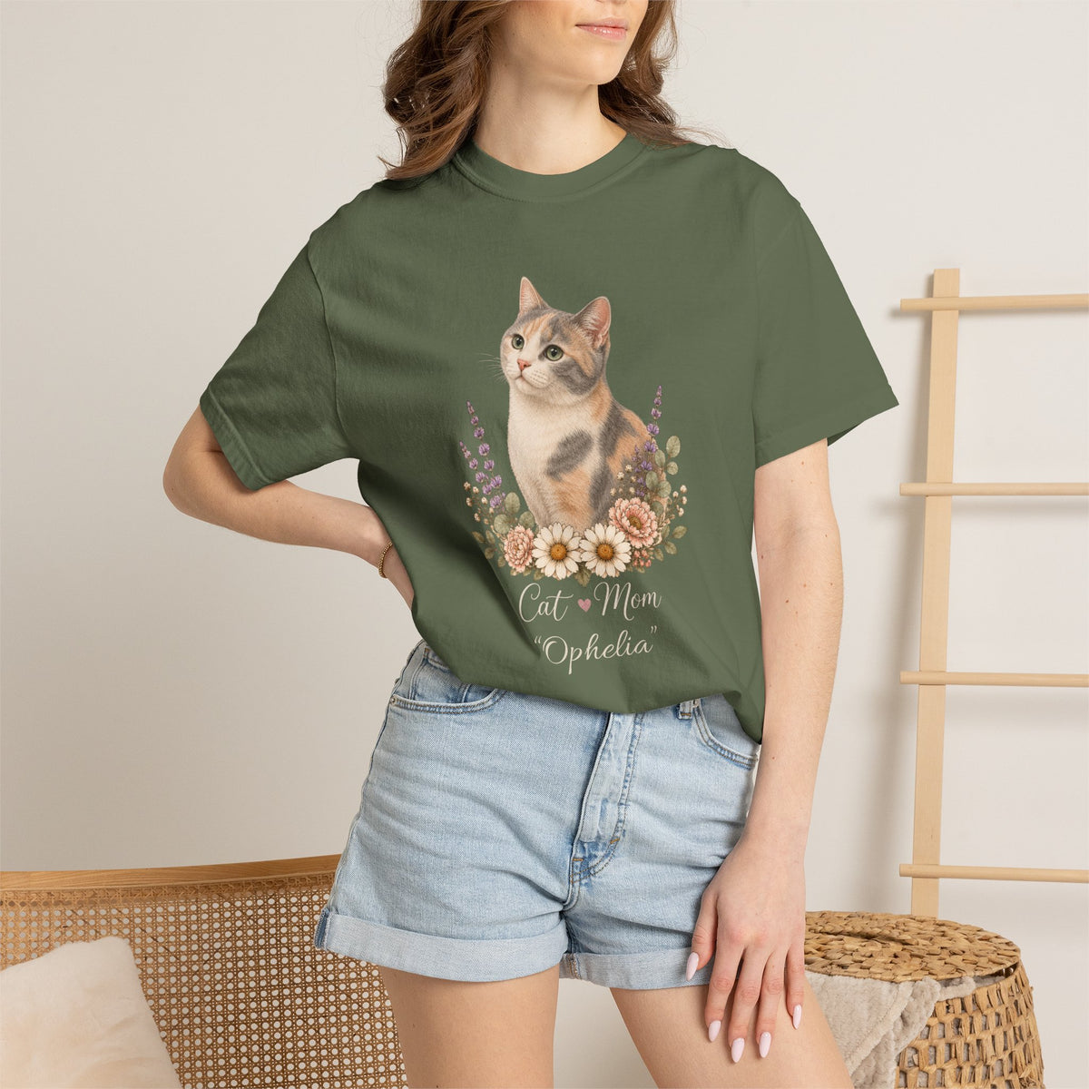 Personalized Dilute Calico Cat Mom Comfort Colors® T-Shirt