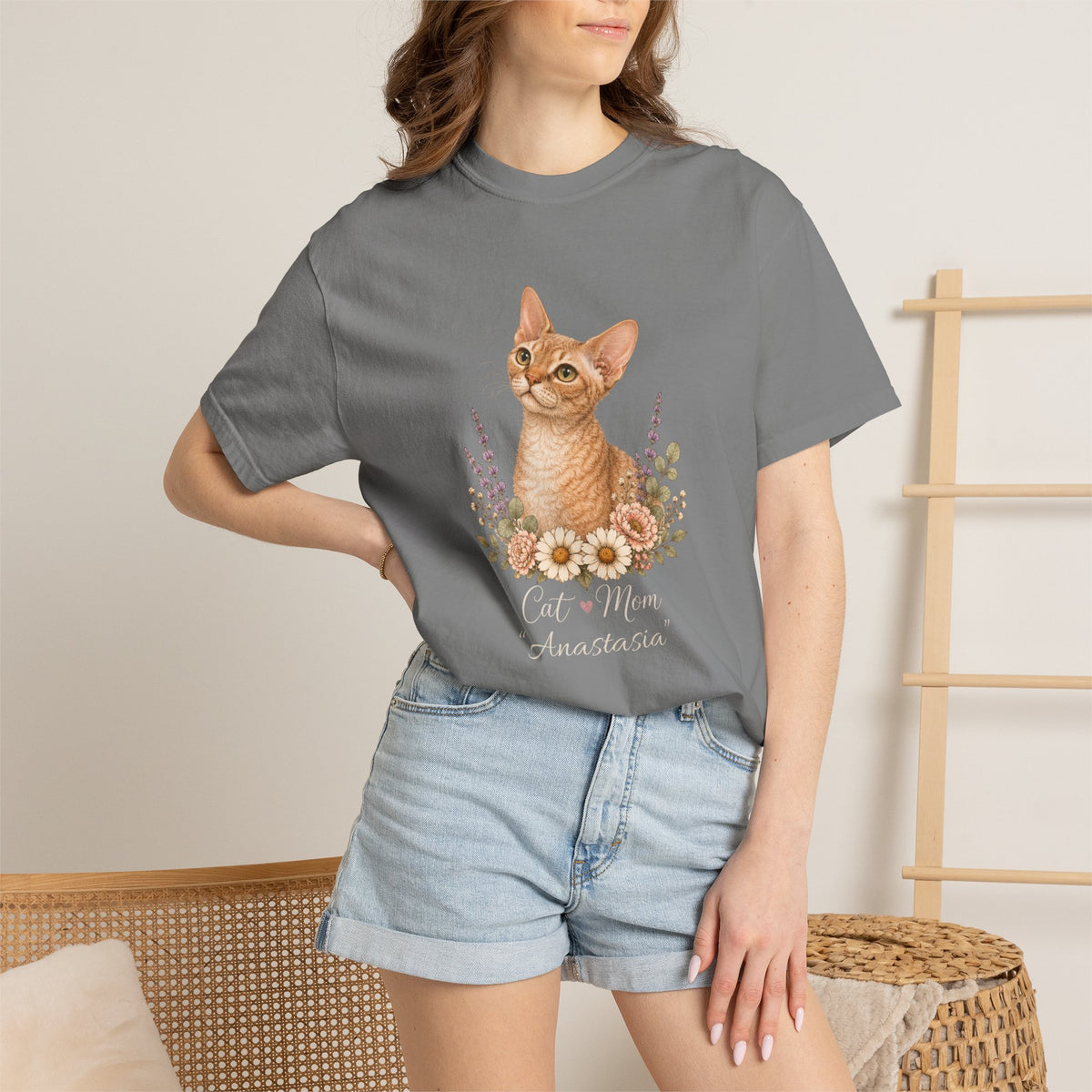 Personalized Devon Rex Cat Mom Comfort Colors® T-Shirt