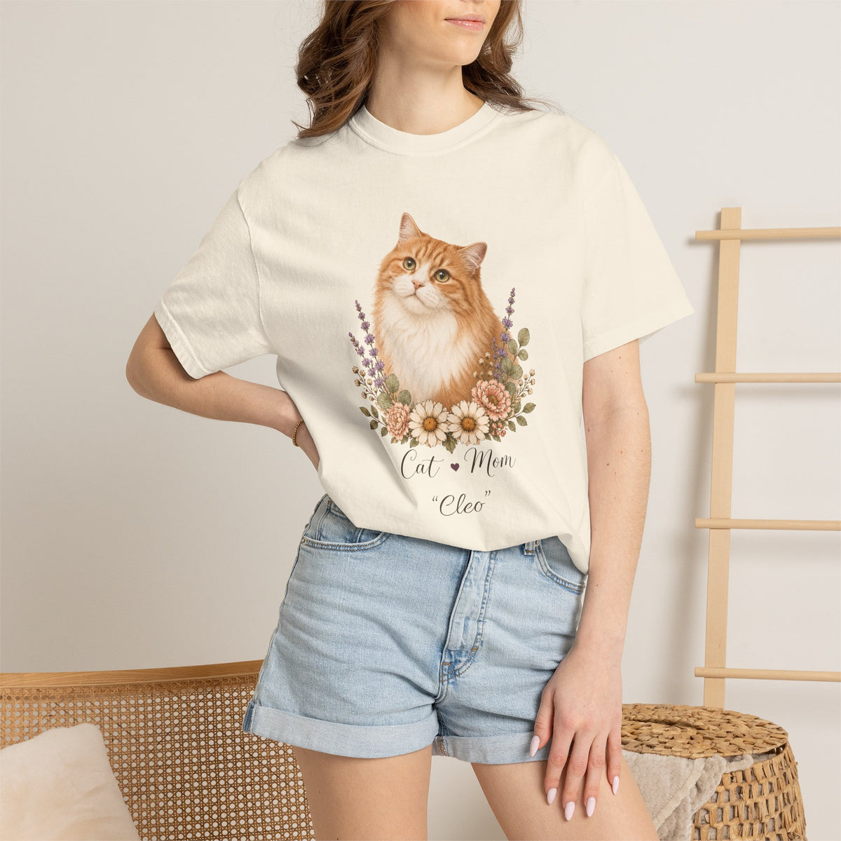 Personalized Orange Cat Mom Comfort Colors® T-Shirt