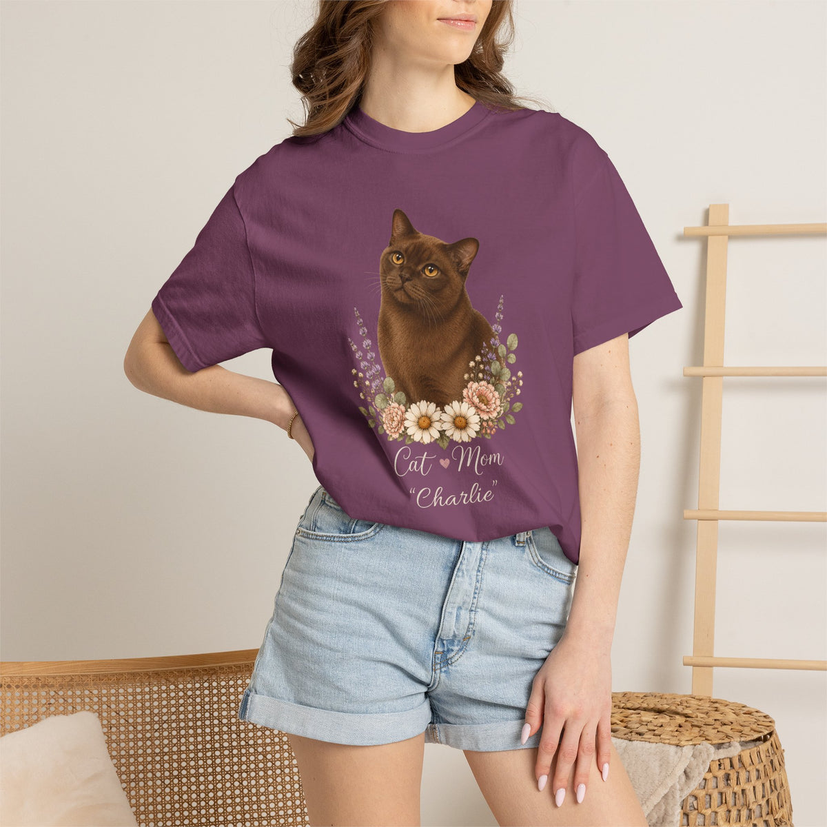 Personalized Sable Burmese Cat Mom Comfort Colors® T-Shirt