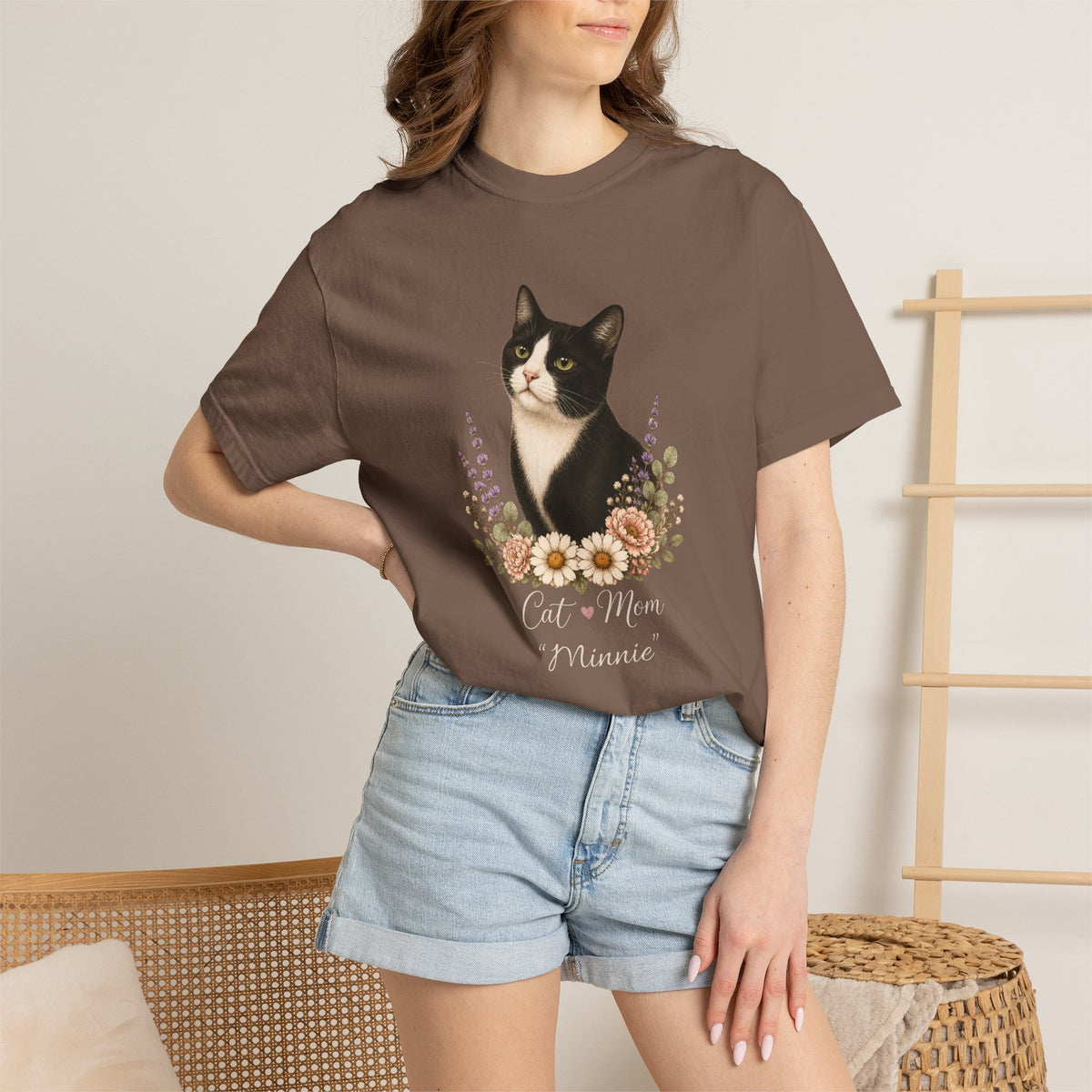 Personalized Tuxedo Cat Mom Comfort Colors® T-Shirt