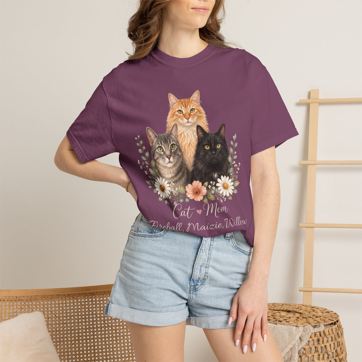 Personalized Multi-Cat Mom Comfort Colors® T-Shirt