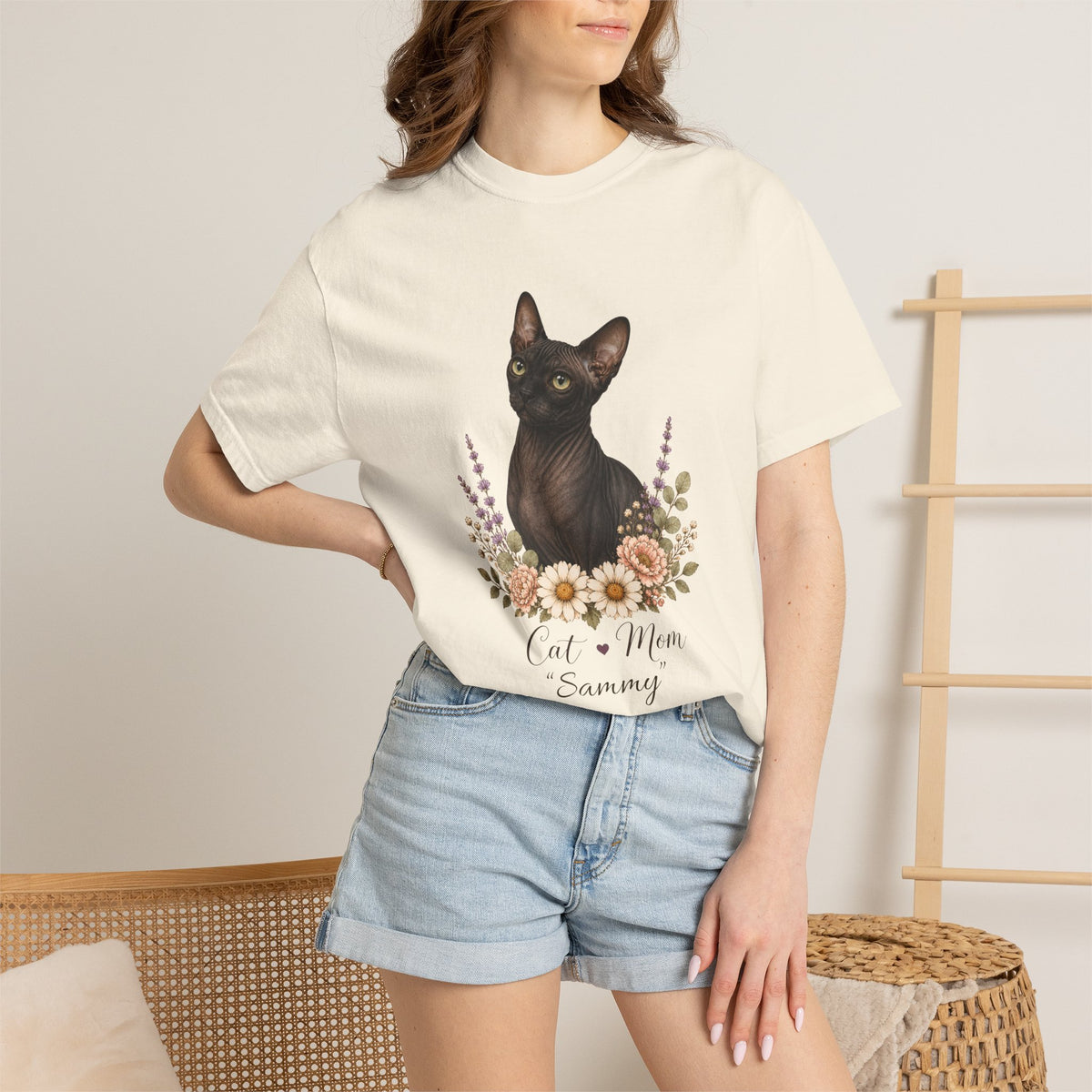 Personalized Black Sphinx Cat Mom Comfort Colors® T-Shirt