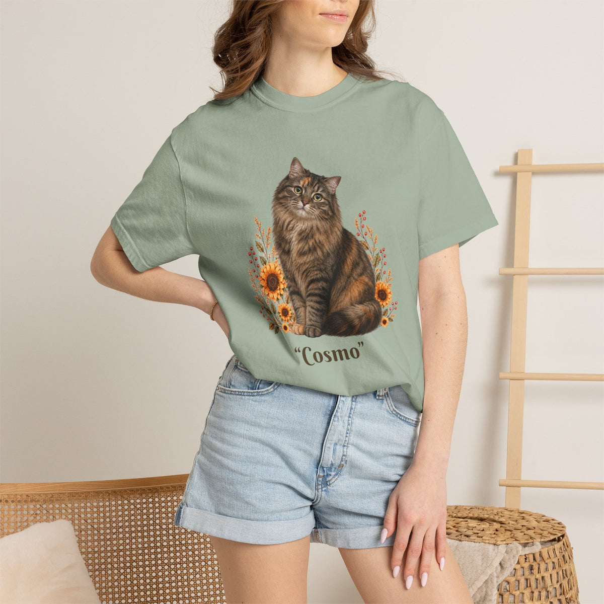 Personalized Torbie Cat  Sunflower Comfort Colors® T-Shirt