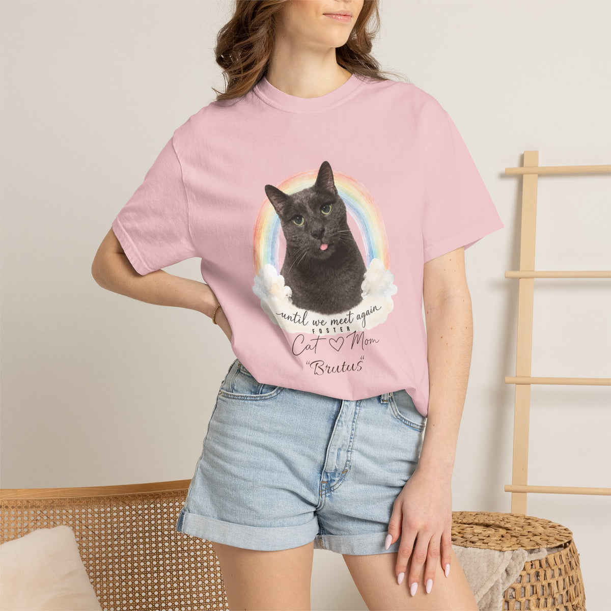 Personalized Rainbow Memorial Foster Cat Mom Comfort Colors® T-Shirt