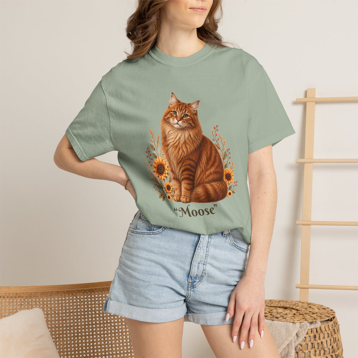 Personalized Norwegian Cat Sunflower Comfort Colors® T-Shirt