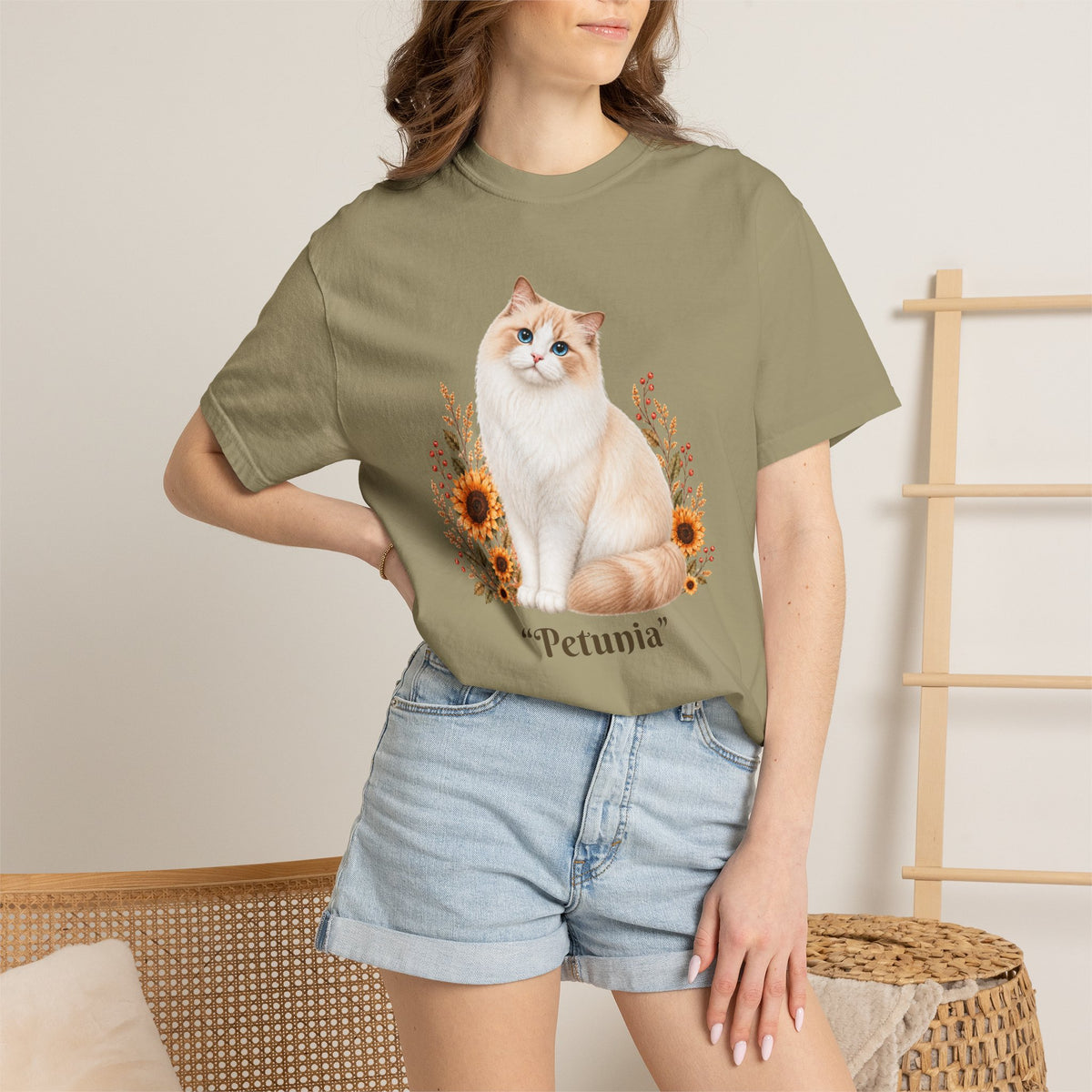 Personalized Ragdoll Cat Sunflower Comfort Colors® T-Shirt