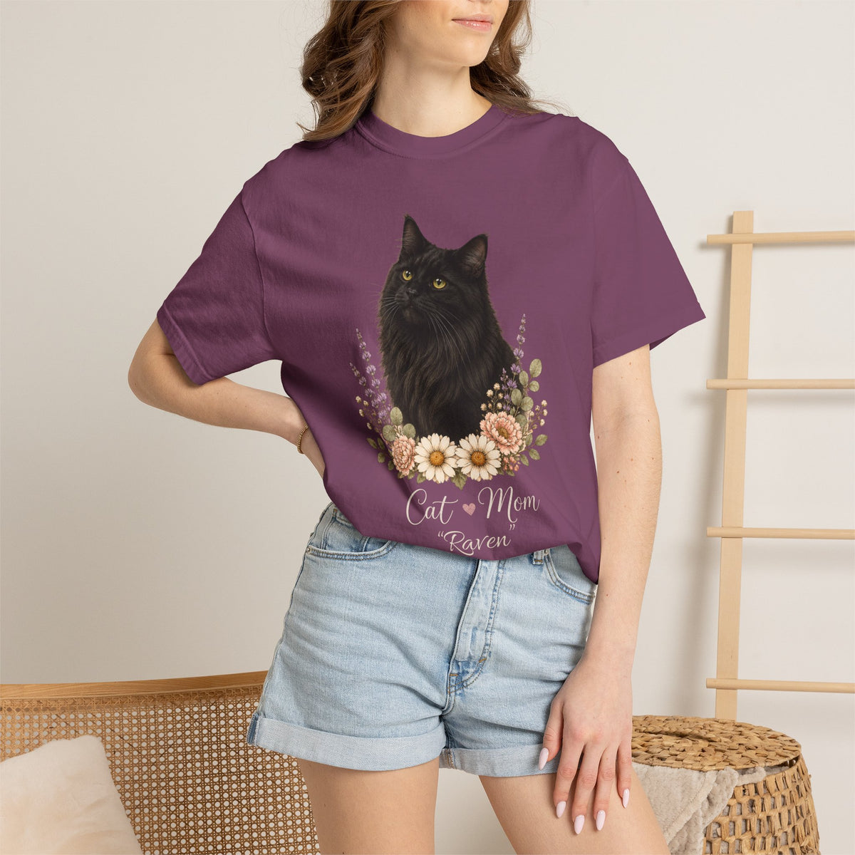 Personalized Black Maine Coon Cat Mom Comfort Colors® T-Shirt