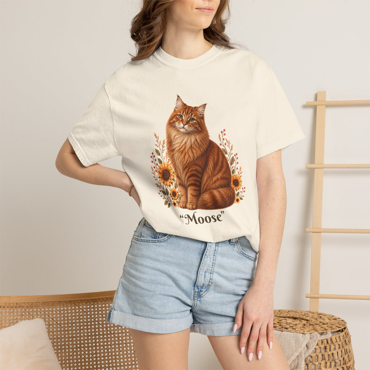 Personalized Norwegian Cat Sunflower Comfort Colors® T-Shirt