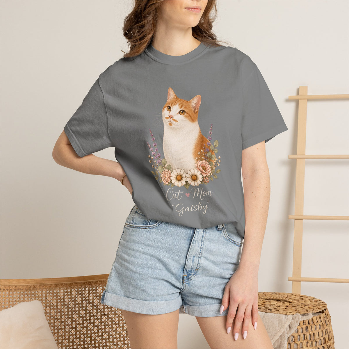 Personalized Orange Cat Mom Comfort Colors® T-Shirt