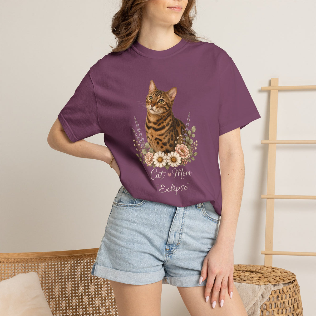 Personalized Spotted Bengal Cat Mom Comfort Colors® T-Shirt